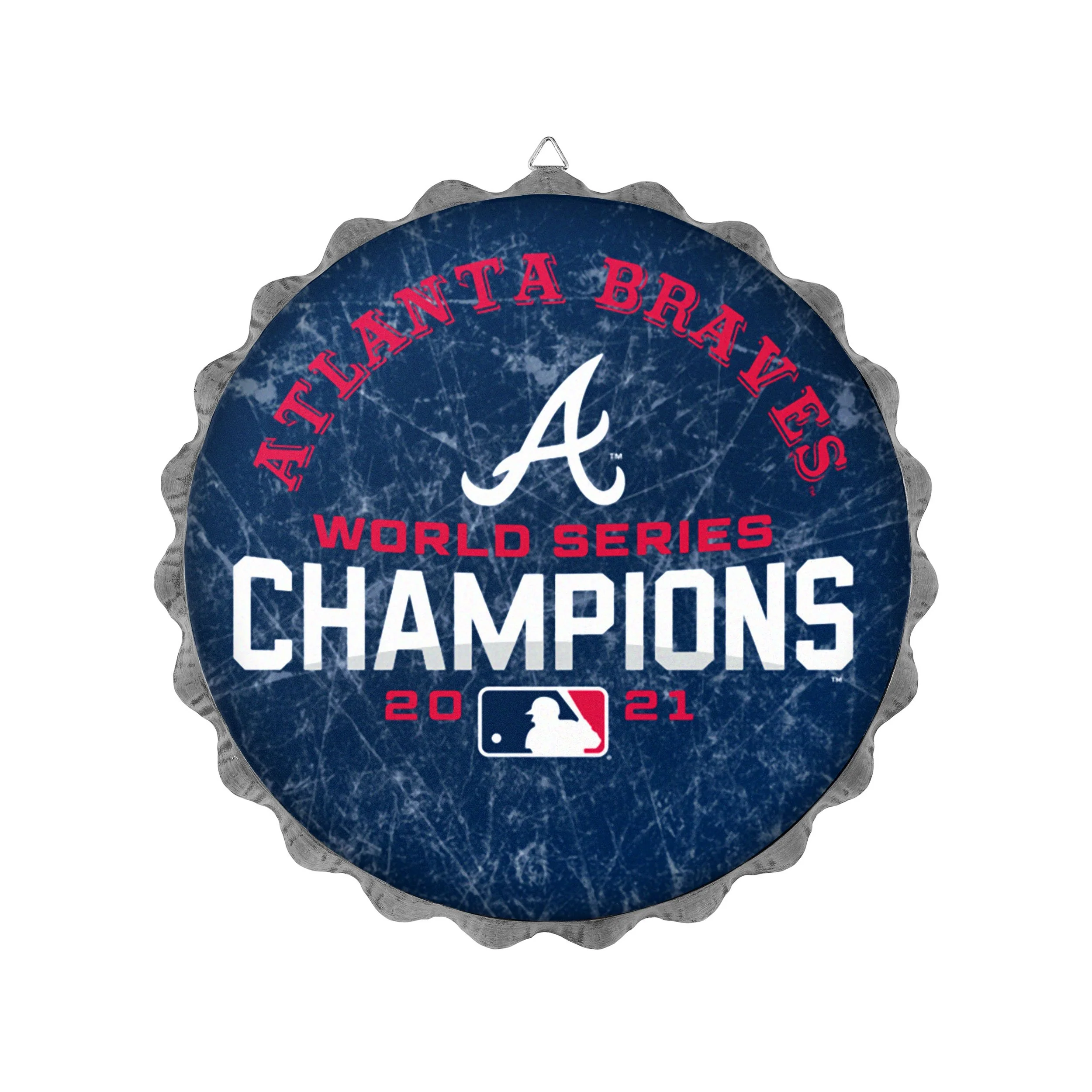 Atlanta Braves MLB 2021 World Series Champions Metal Distressed Bottle Cap Wall Sign - Image 2