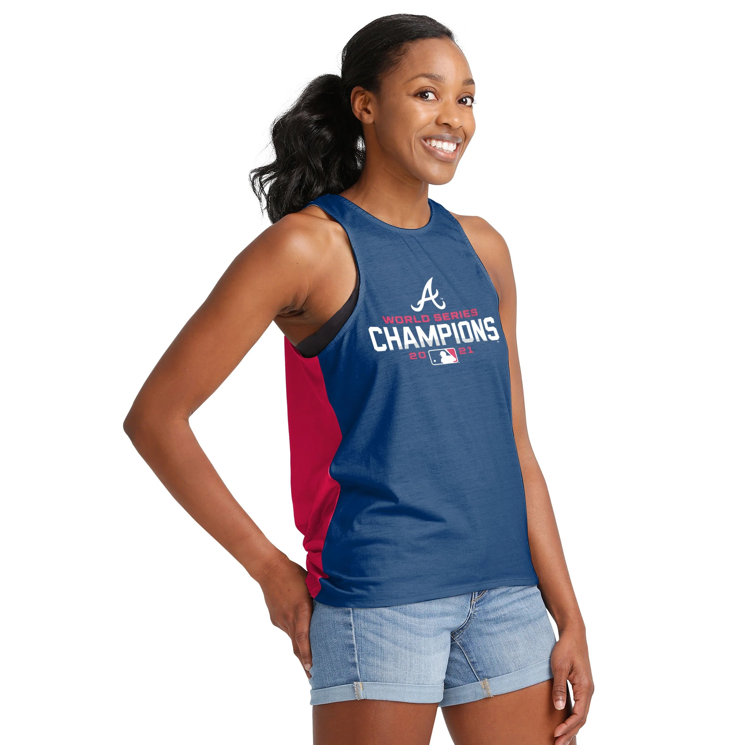 Atlanta Braves MLB 2021 World Series Champions Womens Tie-Breaker Sleeveless Top - Image 2