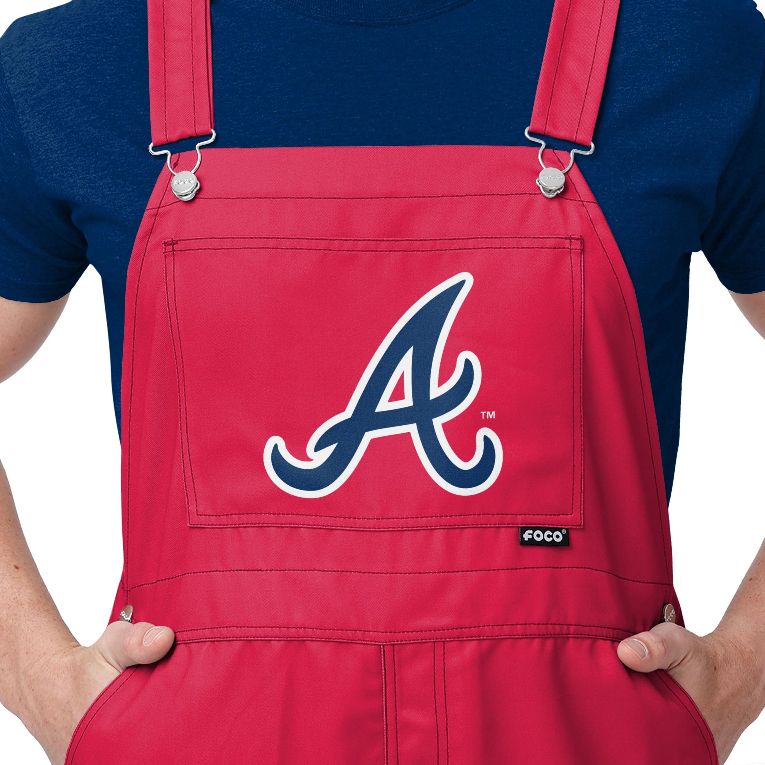 Atlanta Braves MLB Mens Big Logo Bib Overalls - Image 4