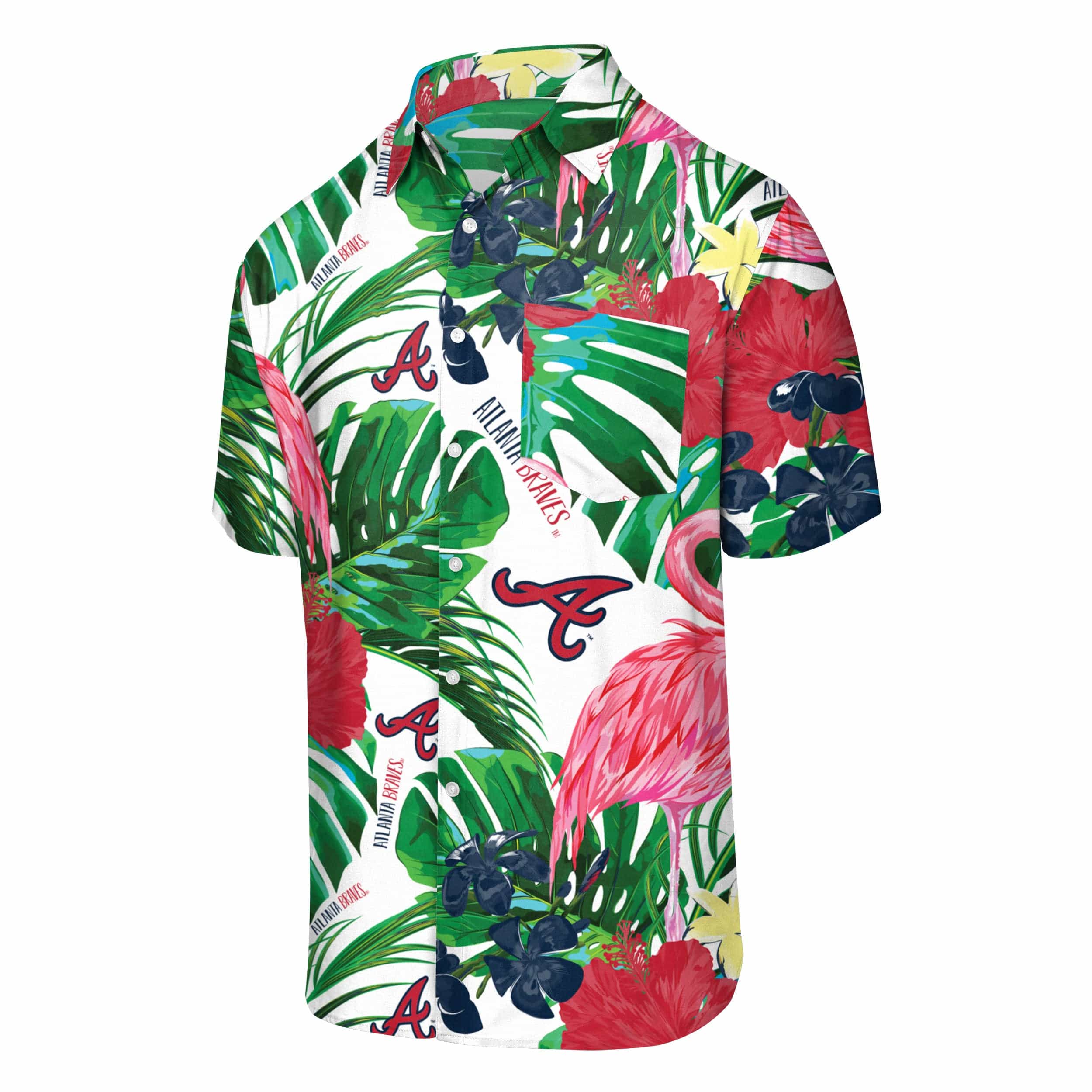 Atlanta Braves MLB Mens Flamingo Button Up Shirt - Image 4