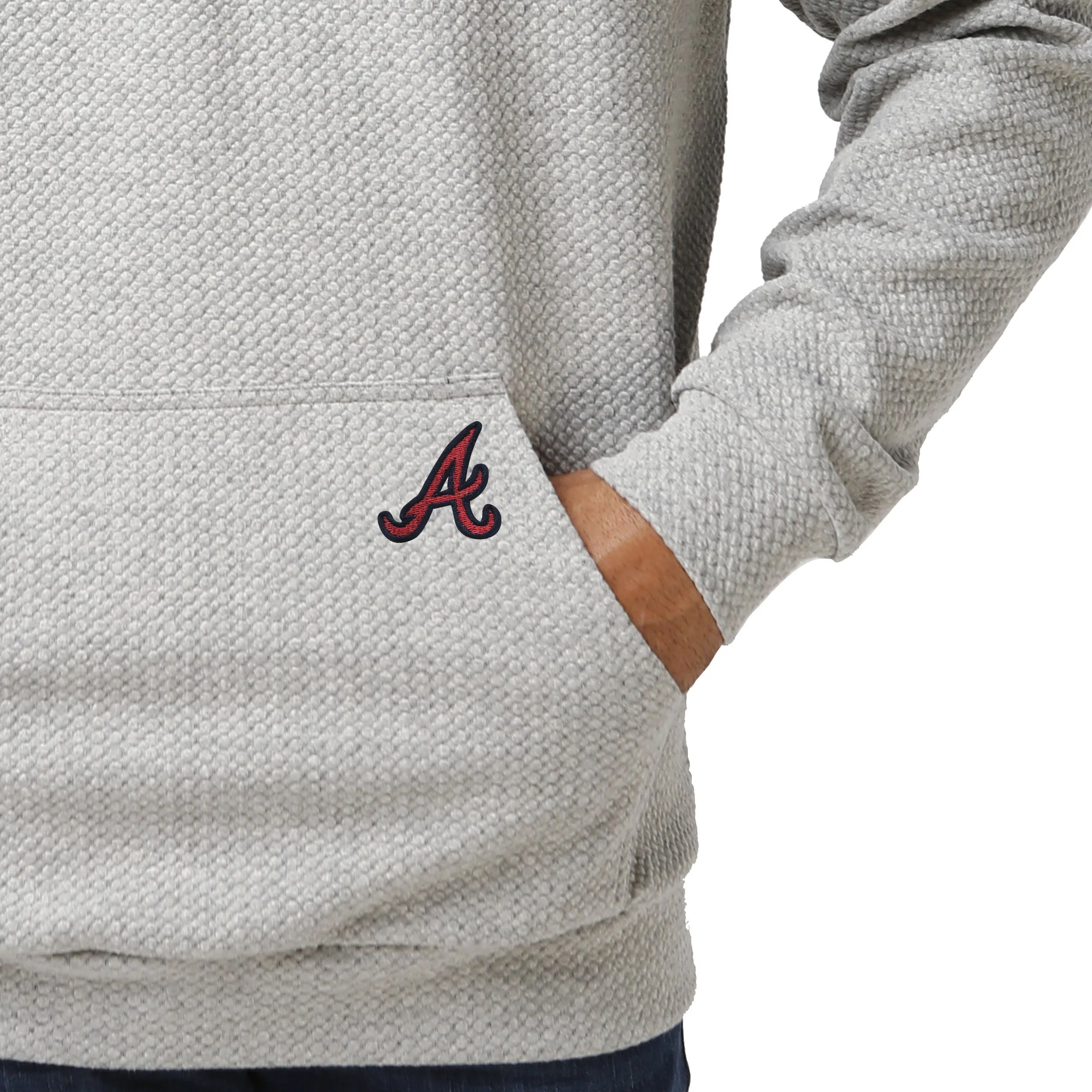 Atlanta Braves MLB Mens Gray Woven Hoodie - Image 4