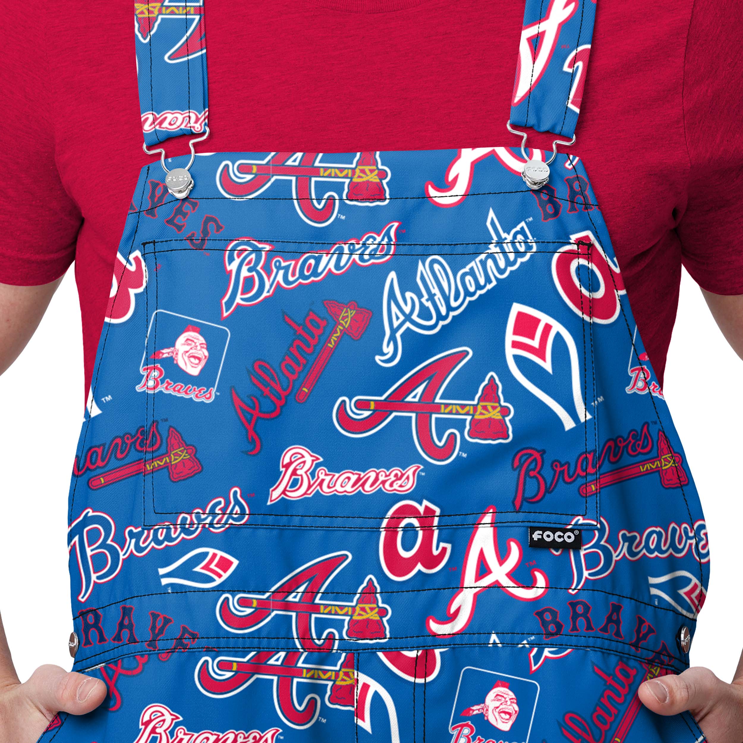 Atlanta Braves MLB Mens Historic Print Bib Shortalls - Image 4