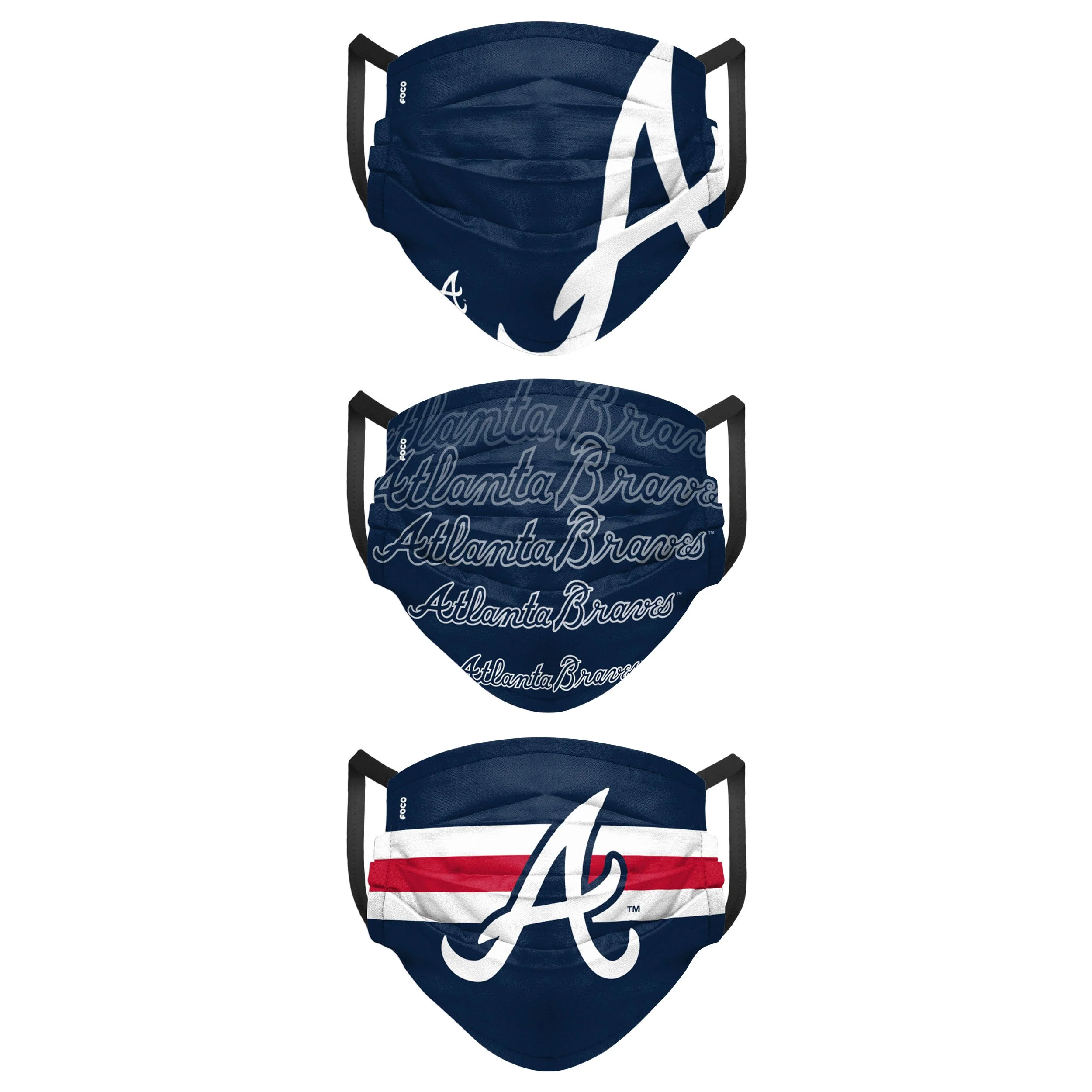 Atlanta Braves MLB Mens Matchday 3 Pack Face Cover - Image 2