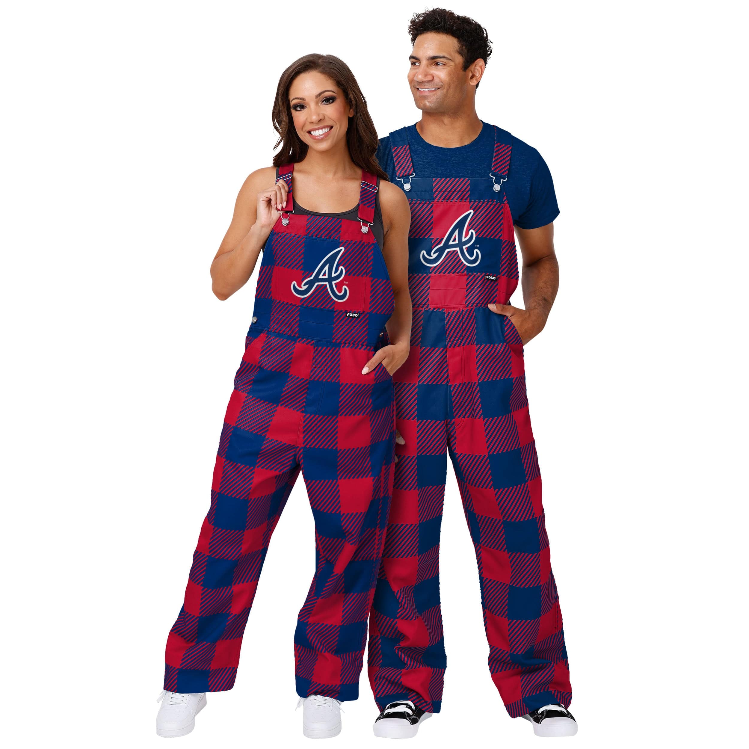 Atlanta Braves MLB Mens Plaid Bib Overalls - Image 3