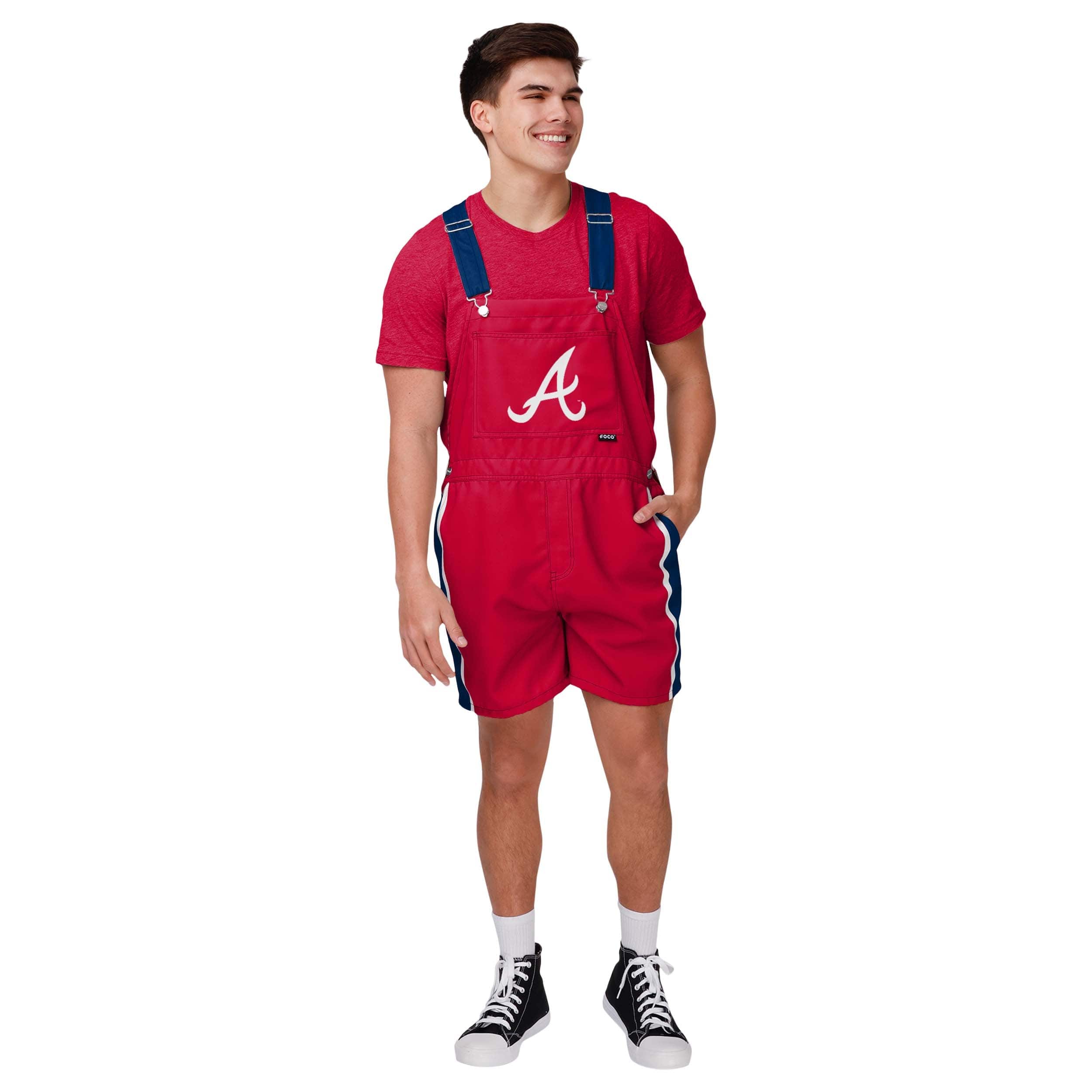 Atlanta Braves MLB Mens Team Stripe Bib Shortalls