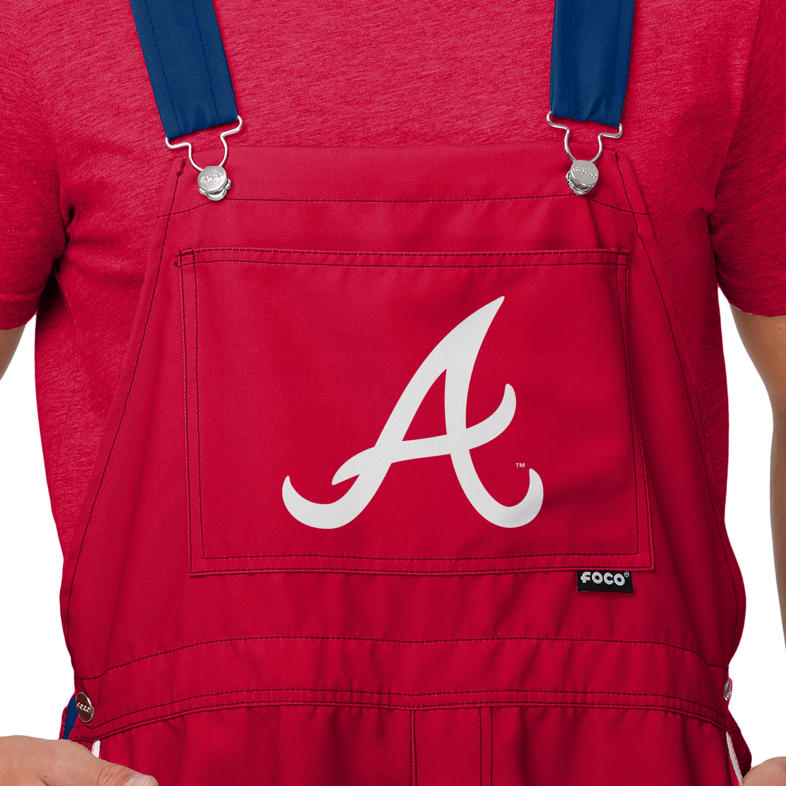 Atlanta Braves MLB Mens Team Stripe Bib Shortalls - Image 3