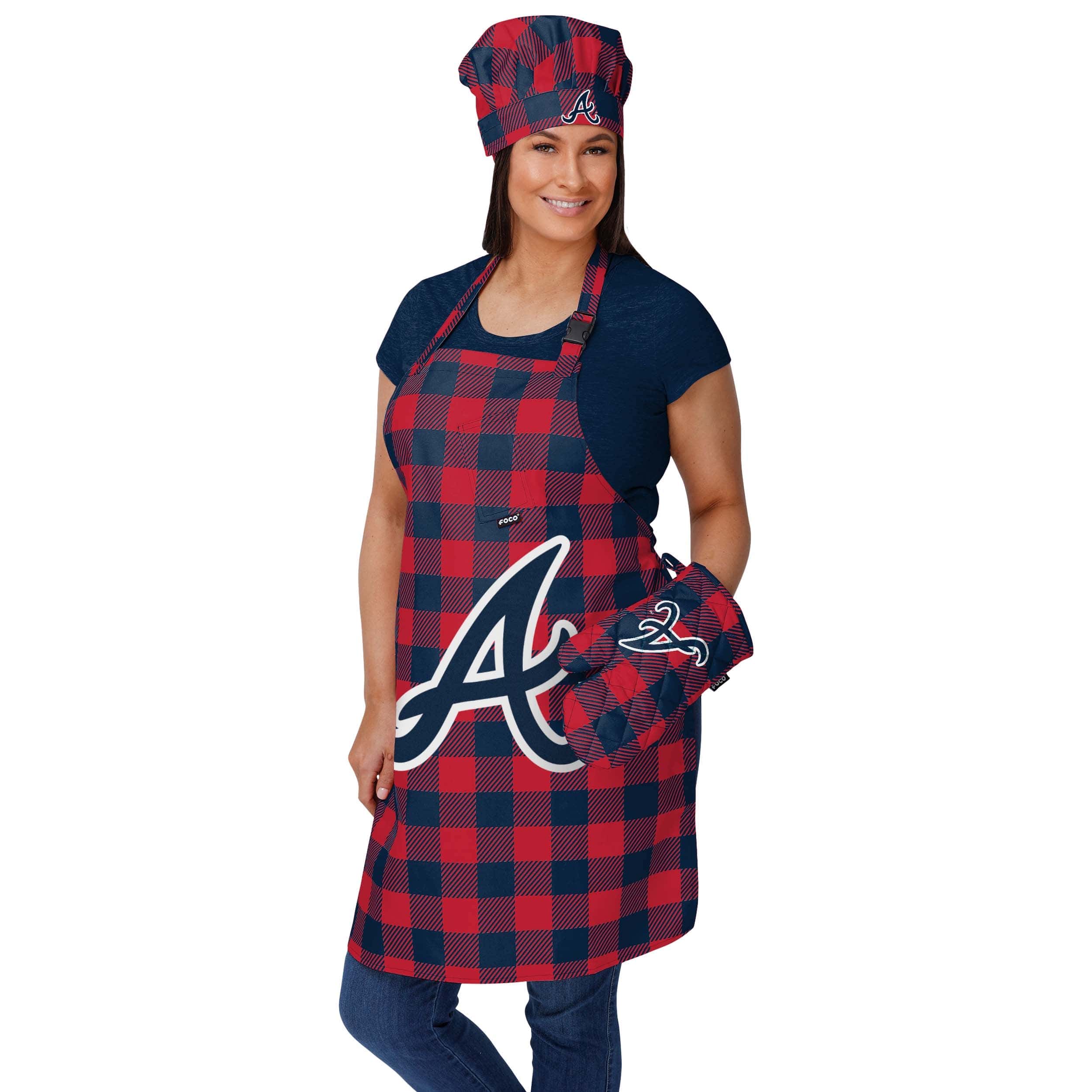 Atlanta Braves MLB Plaid Chef Hat - Image 2