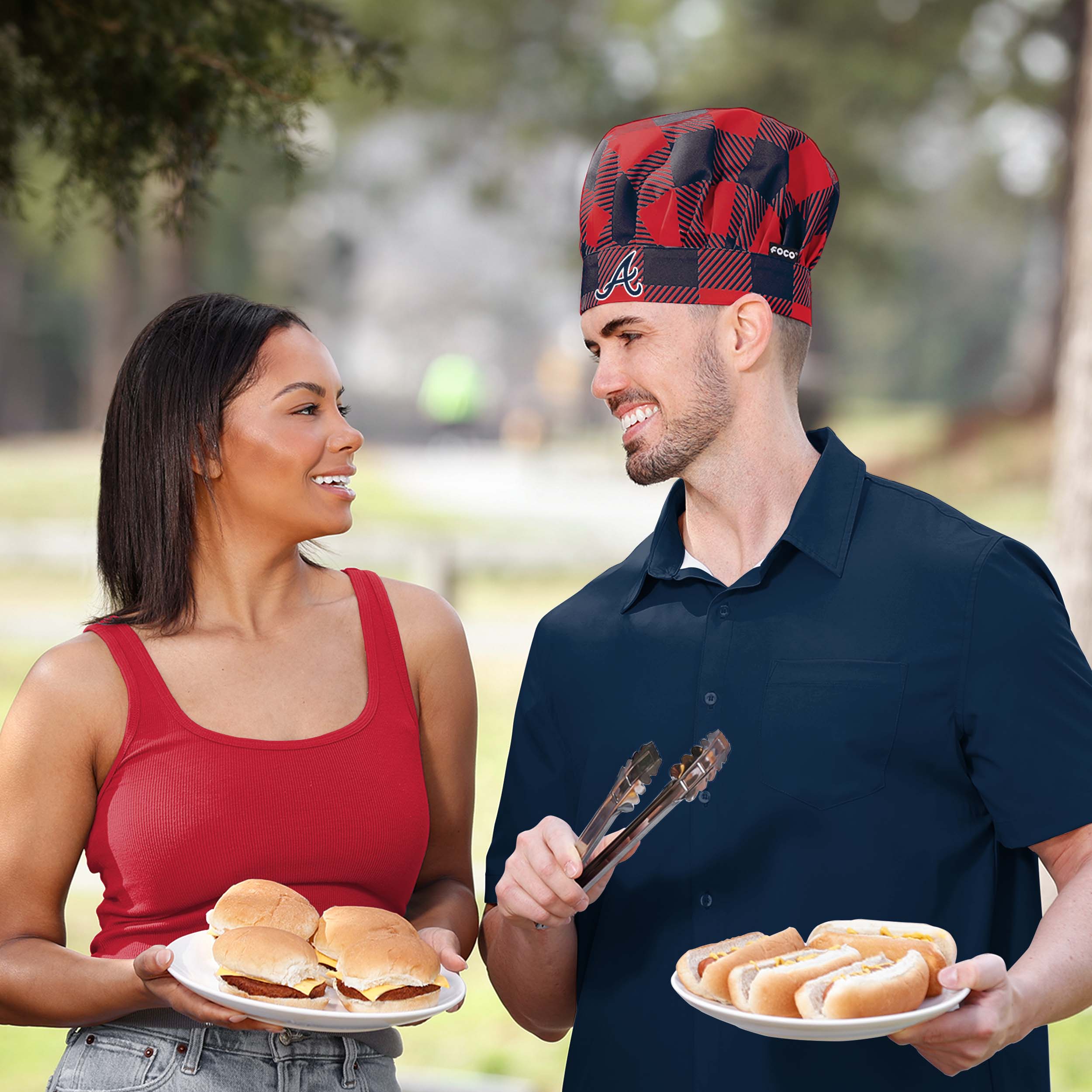 Atlanta Braves MLB Plaid Chef Hat - Image 3
