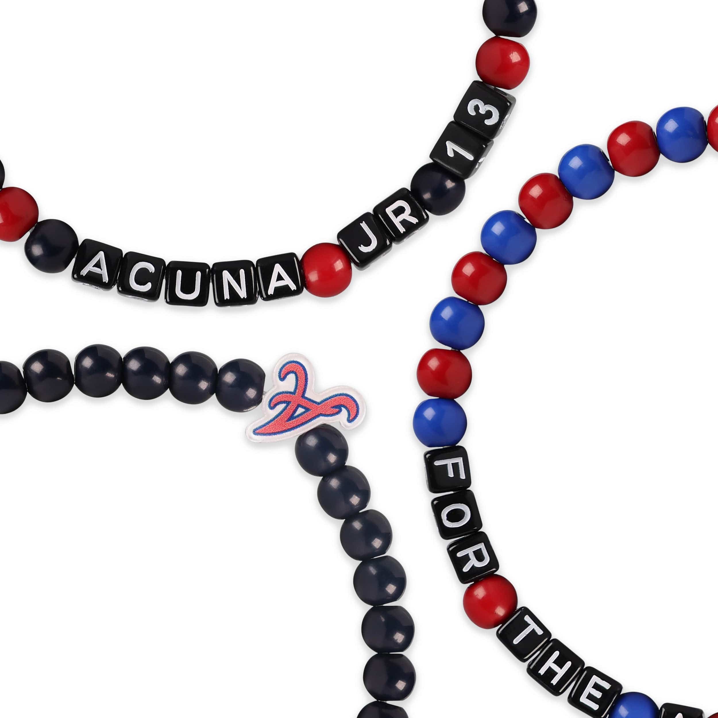 Atlanta Braves MLB Ronald Acuna Jr & Spencer Strider 3 Pack Player Beaded Friendship Bracelet - Image 2