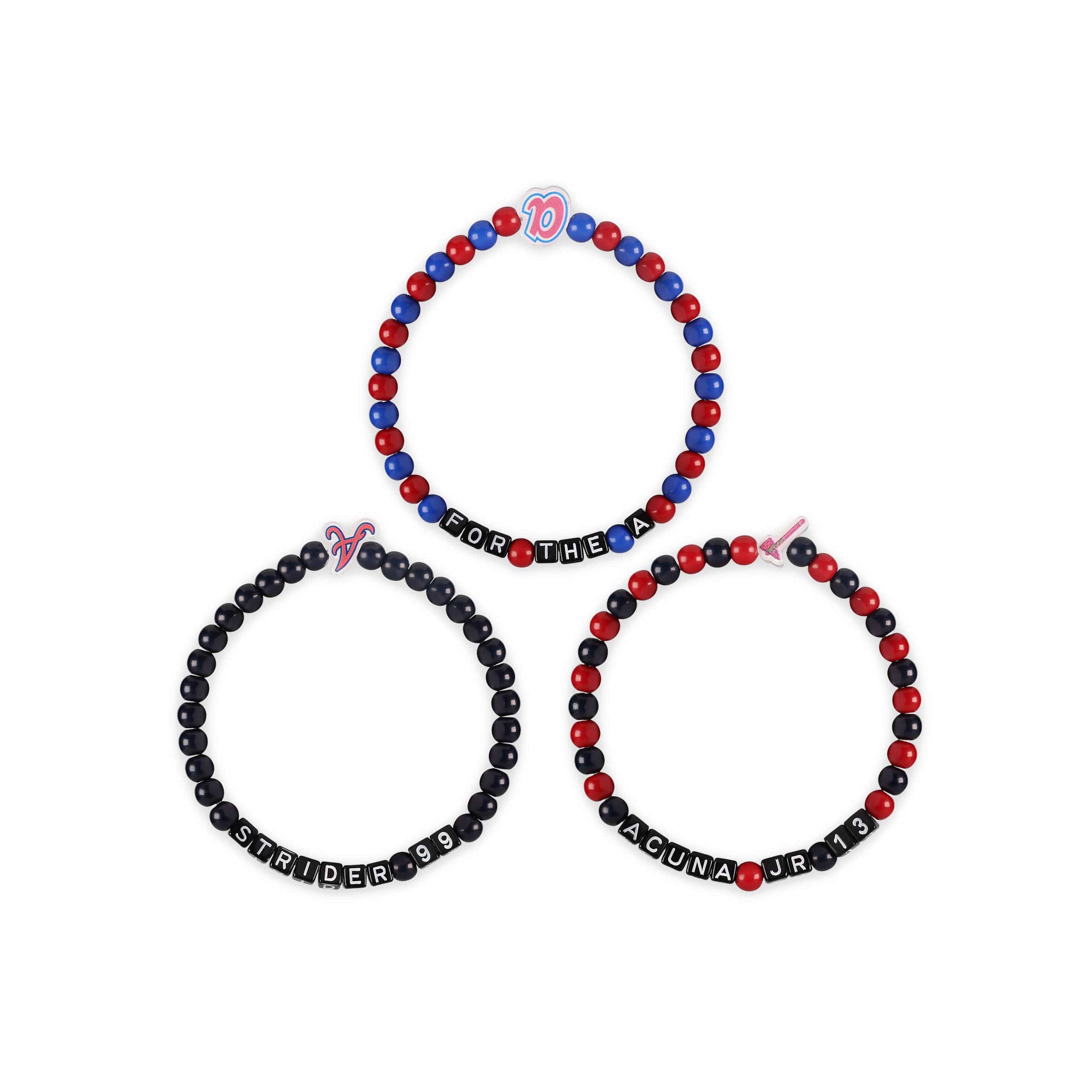 Atlanta Braves MLB Ronald Acuna Jr & Spencer Strider 3 Pack Player Beaded Friendship Bracelet - Image 3