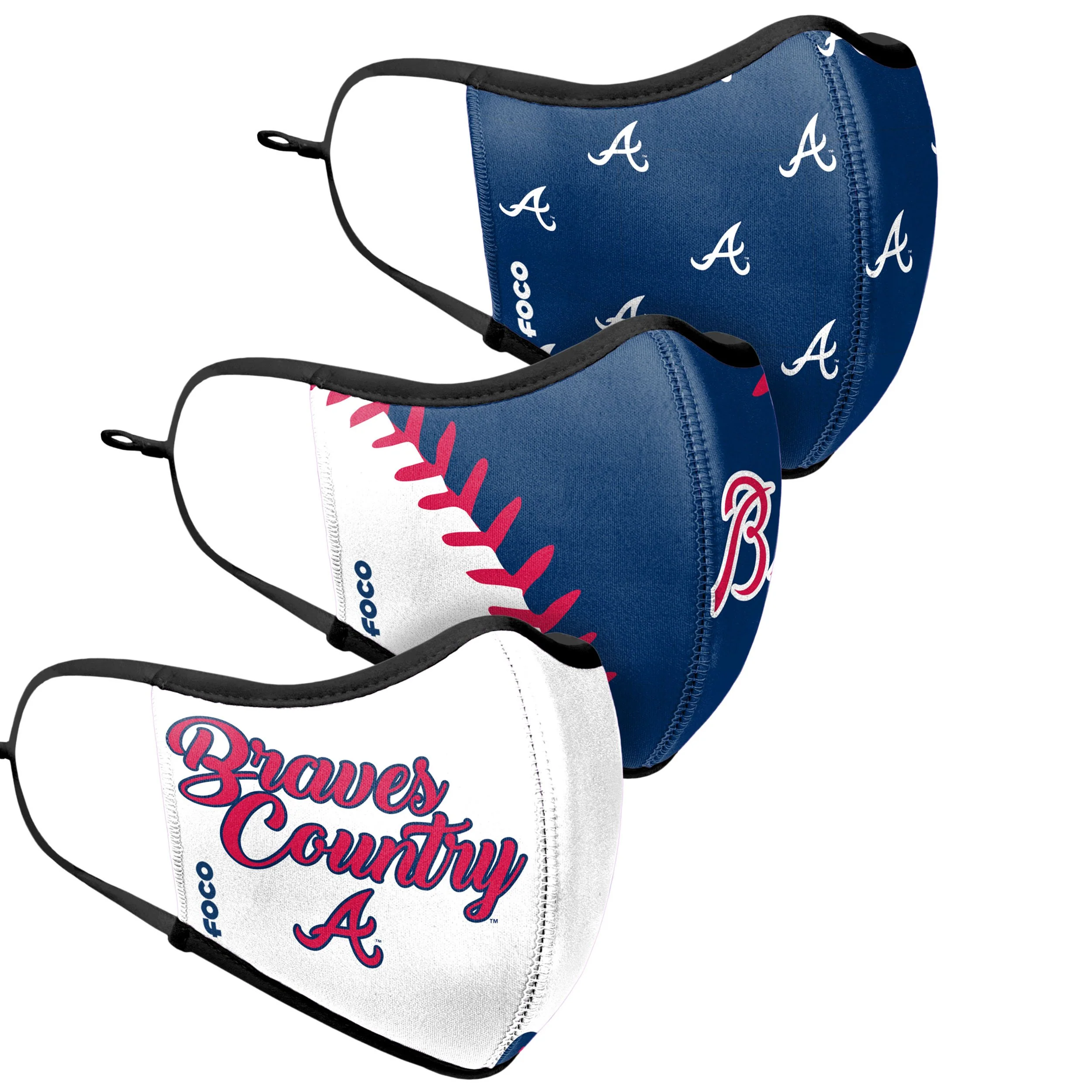 Atlanta Braves MLB Thematic Sport 3 Pack Face Cover - Image 3