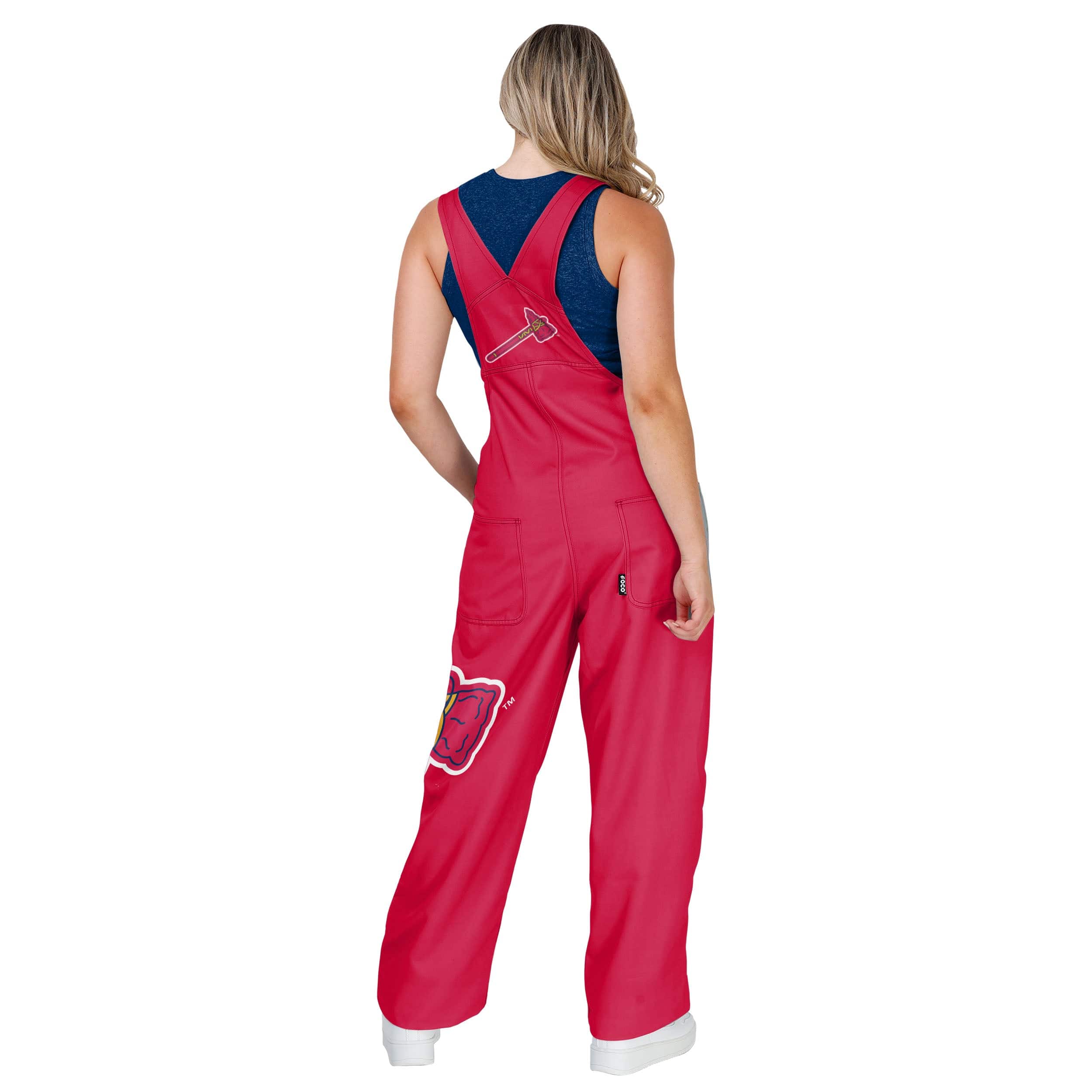 Atlanta Braves MLB Womens Big Logo Bib Overalls - Image 2