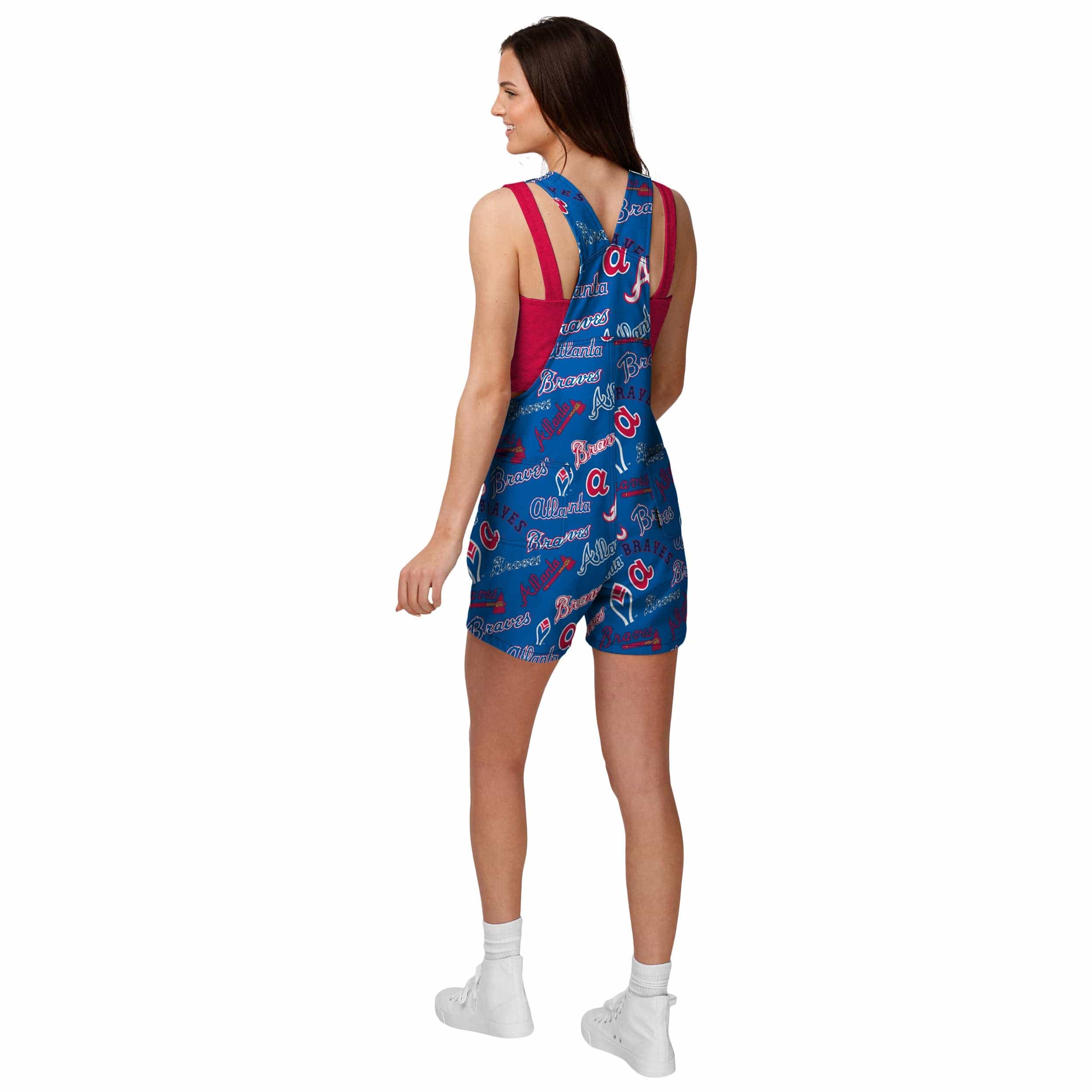 Atlanta Braves MLB Womens Historic Print Bib Shortalls - Image 2