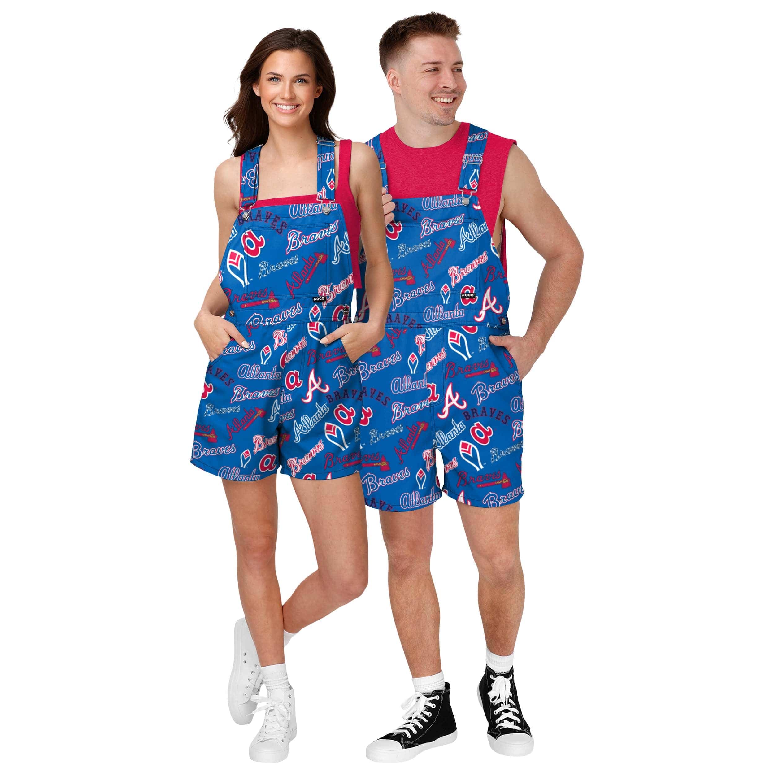 Atlanta Braves MLB Womens Historic Print Bib Shortalls - Image 3