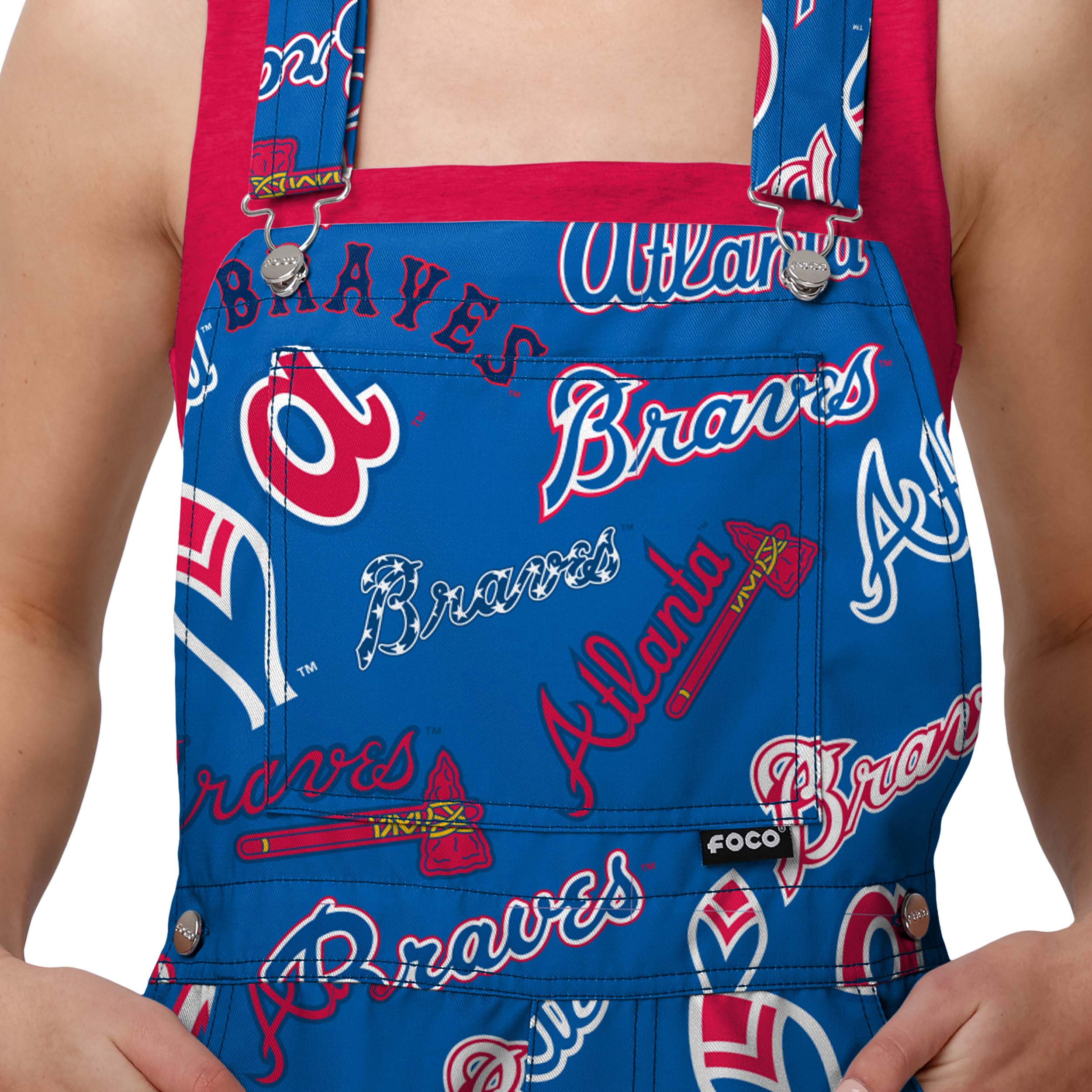 Atlanta Braves MLB Womens Historic Print Bib Shortalls - Image 4