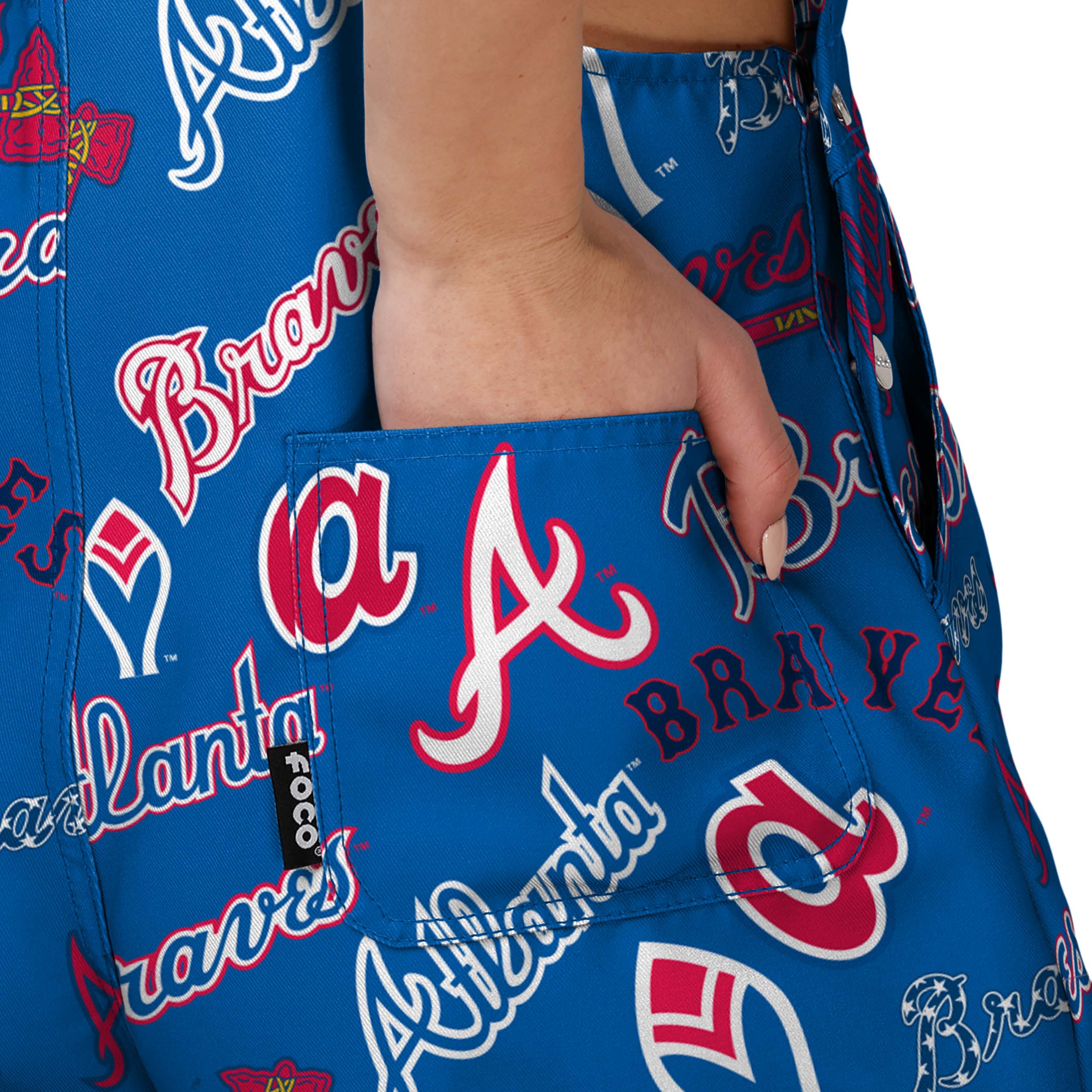 Atlanta Braves MLB Womens Historic Print Bib Shortalls - Image 6