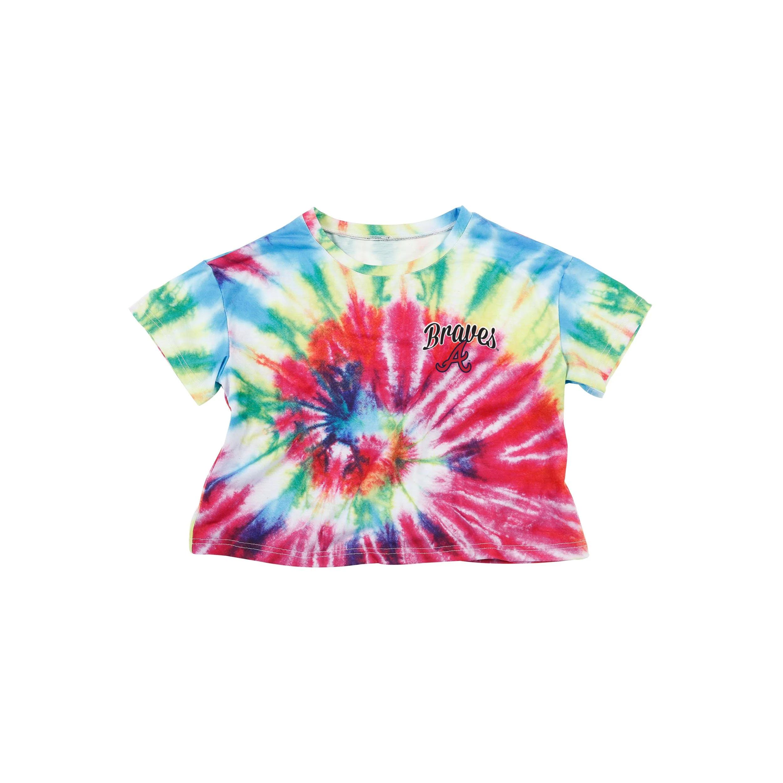 Atlanta Braves MLB Womens Pastel Tie-Dye Crop Top - Image 3