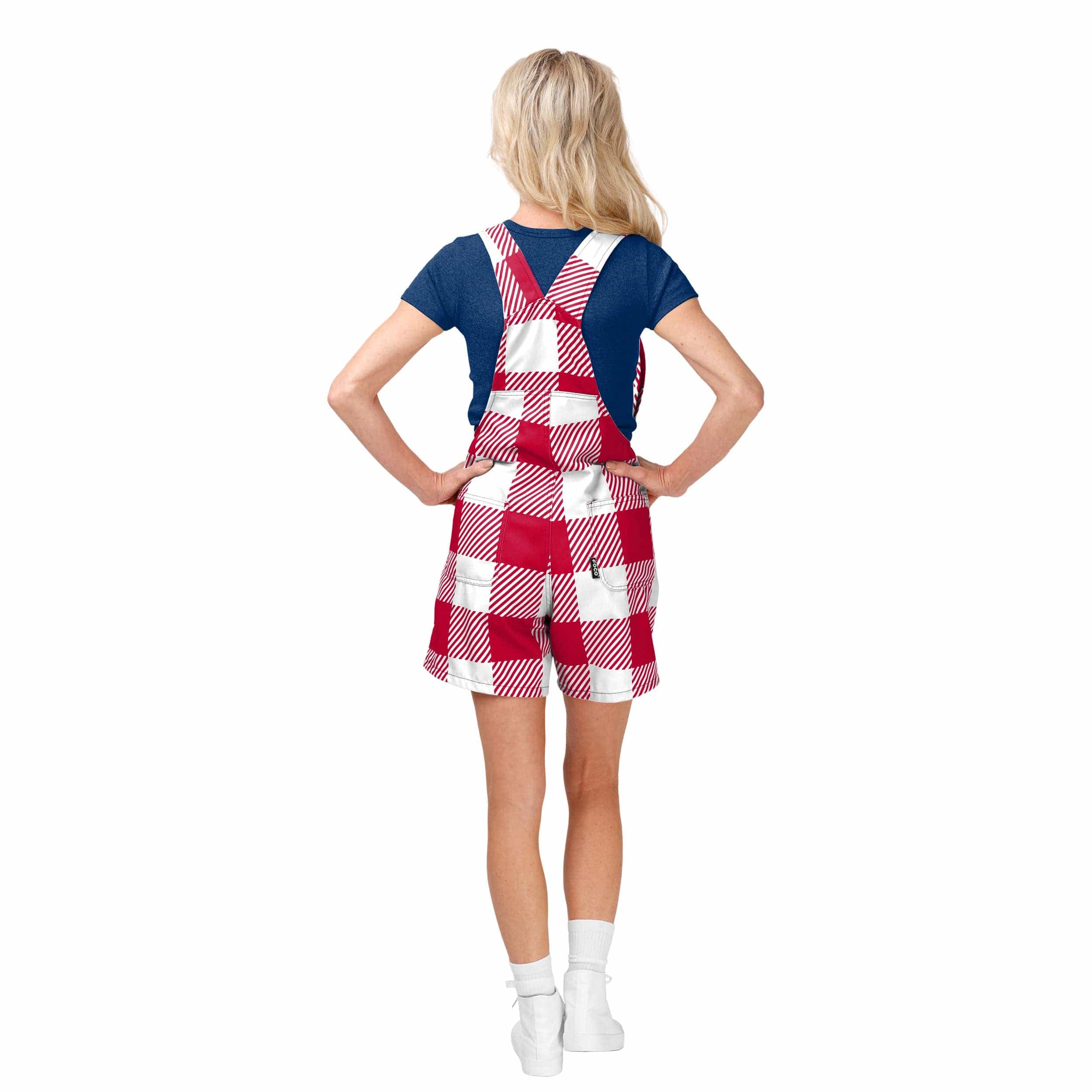 Atlanta Braves MLB Womens Plaid Bib Shortalls - Image 2