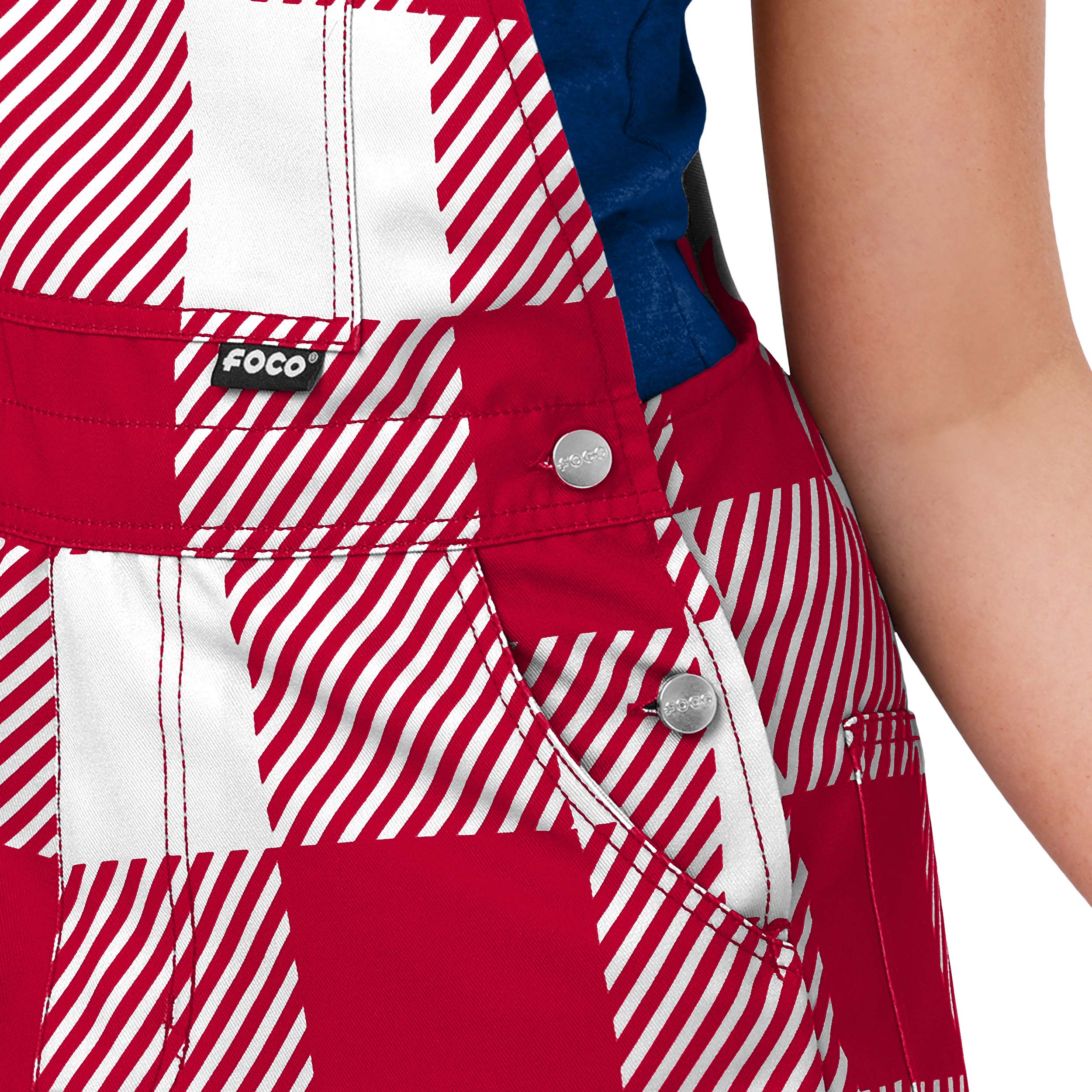 Atlanta Braves MLB Womens Plaid Bib Shortalls - Image 4