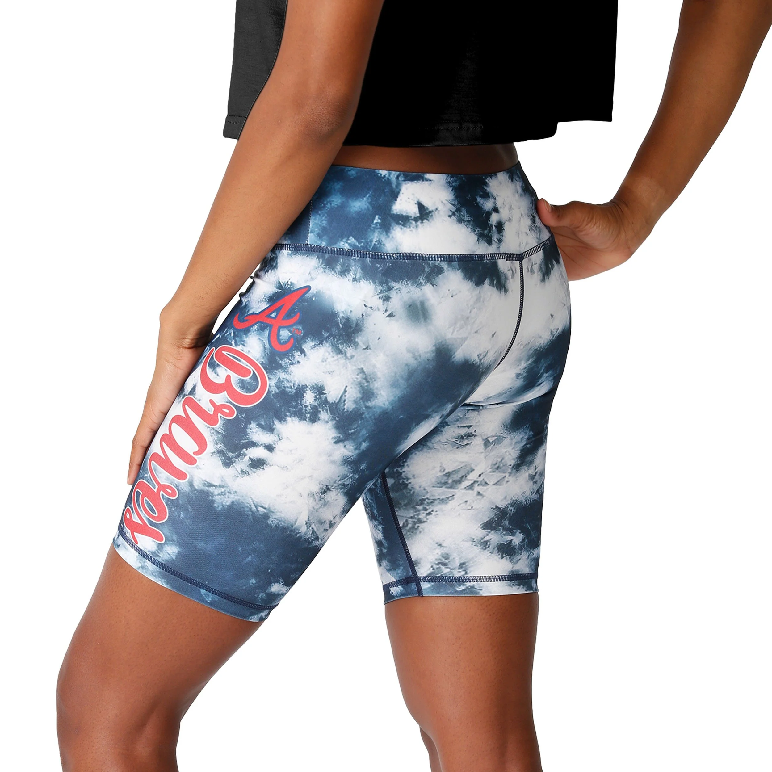 Atlanta Braves MLB Womens Team Color Tie-Dye Bike Shorts - Image 2