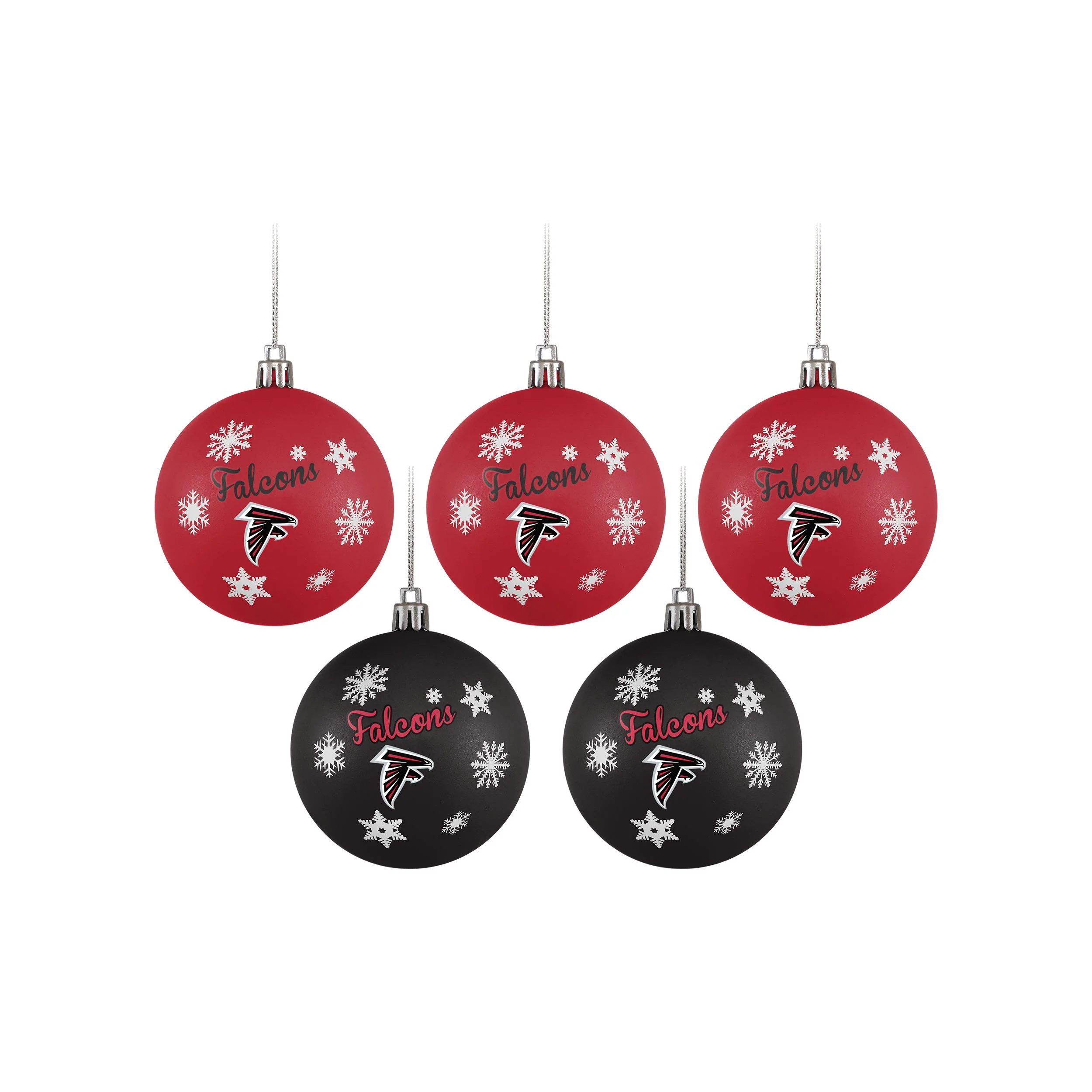 Atlanta Falcons NFL 5 Pack Shatterproof Ball Ornament Set