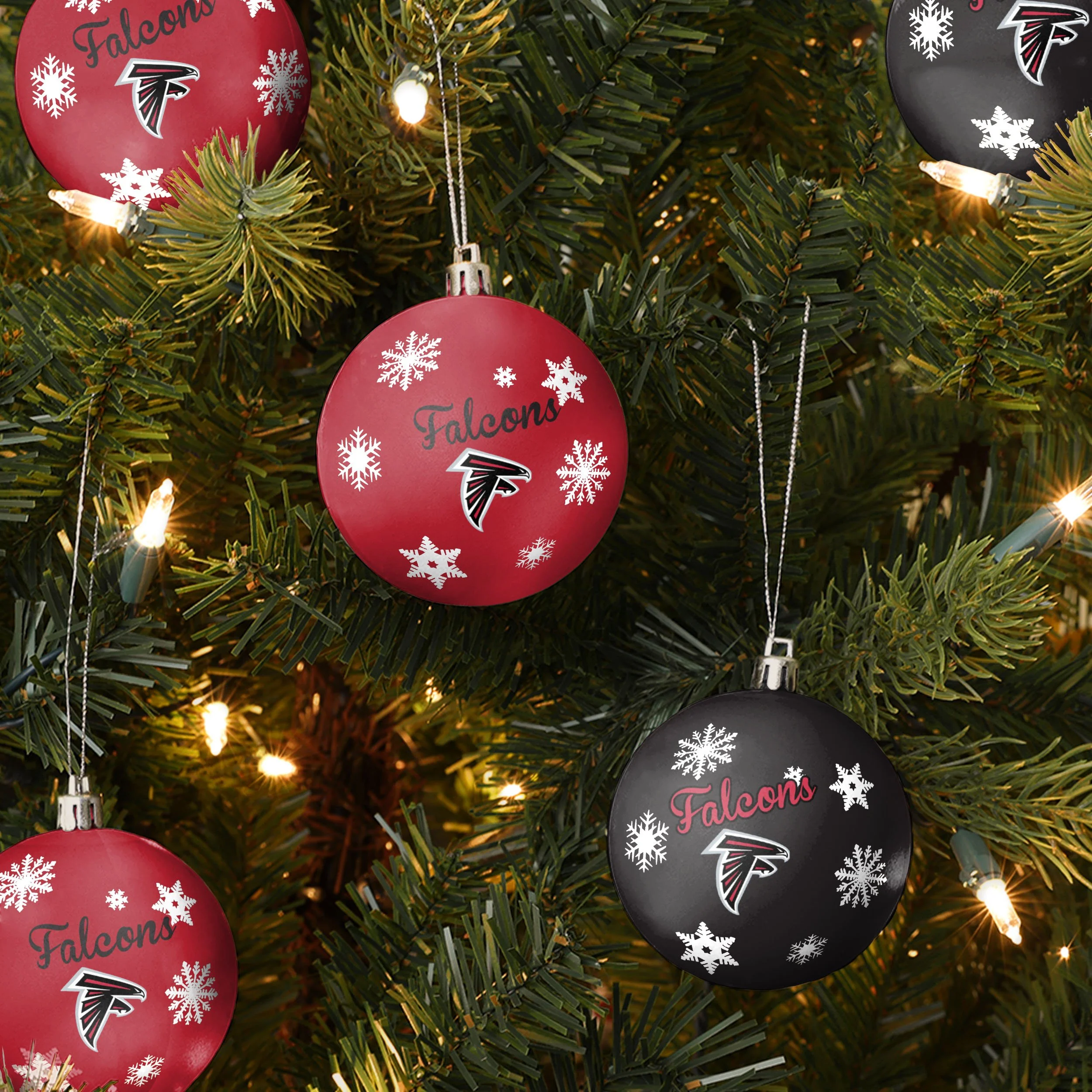 Atlanta Falcons NFL 5 Pack Shatterproof Ball Ornament Set - Image 2