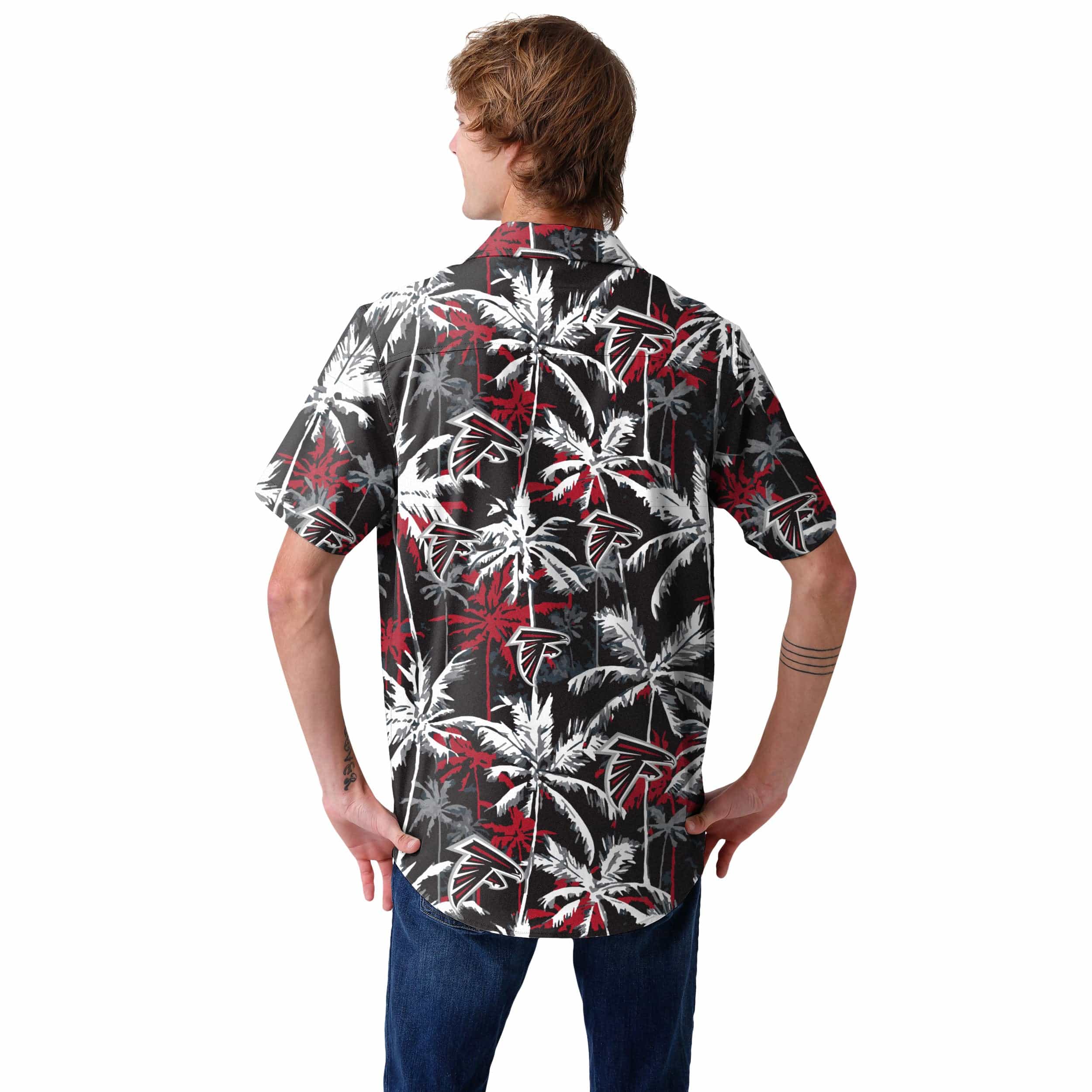 Atlanta Falcons NFL Mens Black Floral Button Up Shirt - Image 3