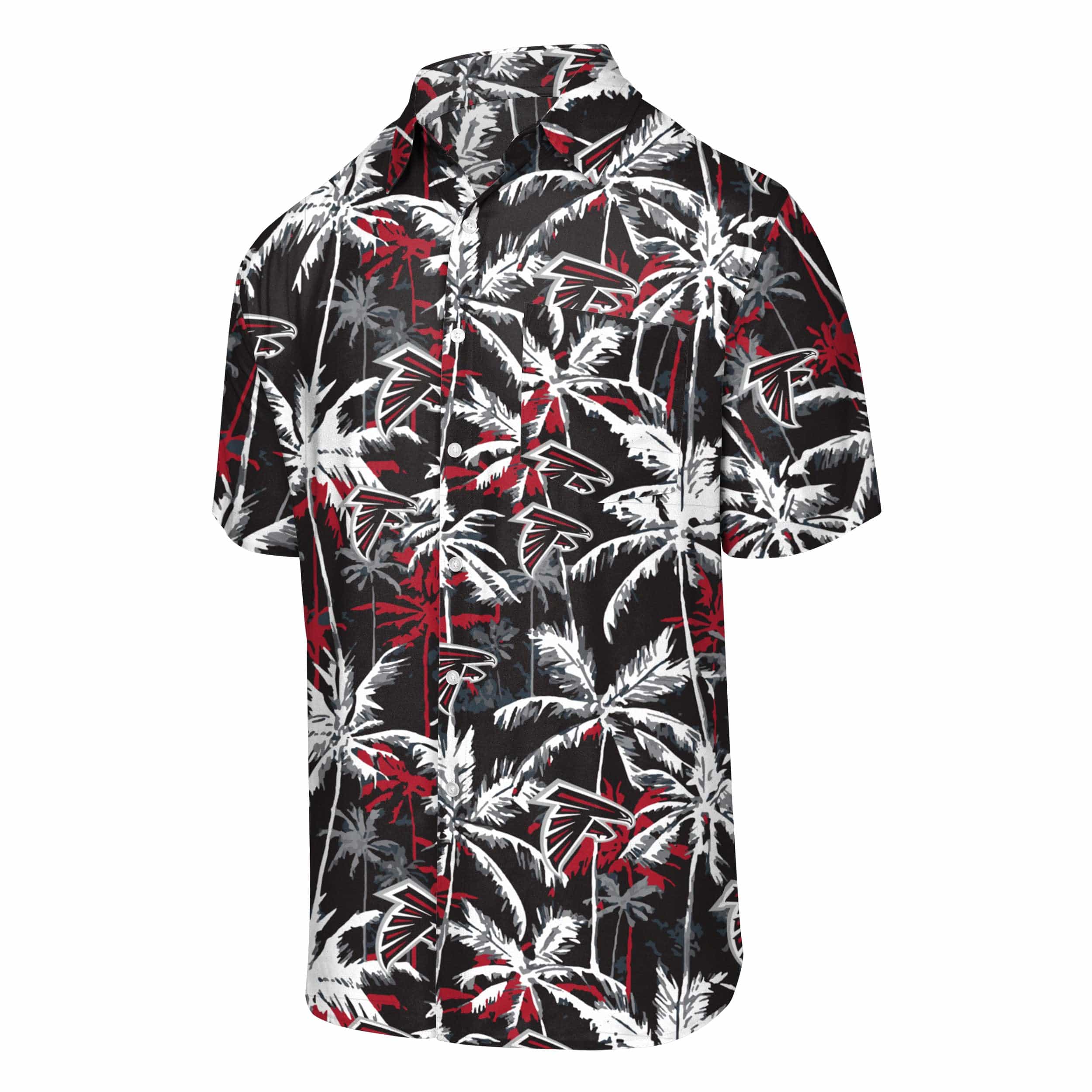 Atlanta Falcons NFL Mens Black Floral Button Up Shirt - Image 4