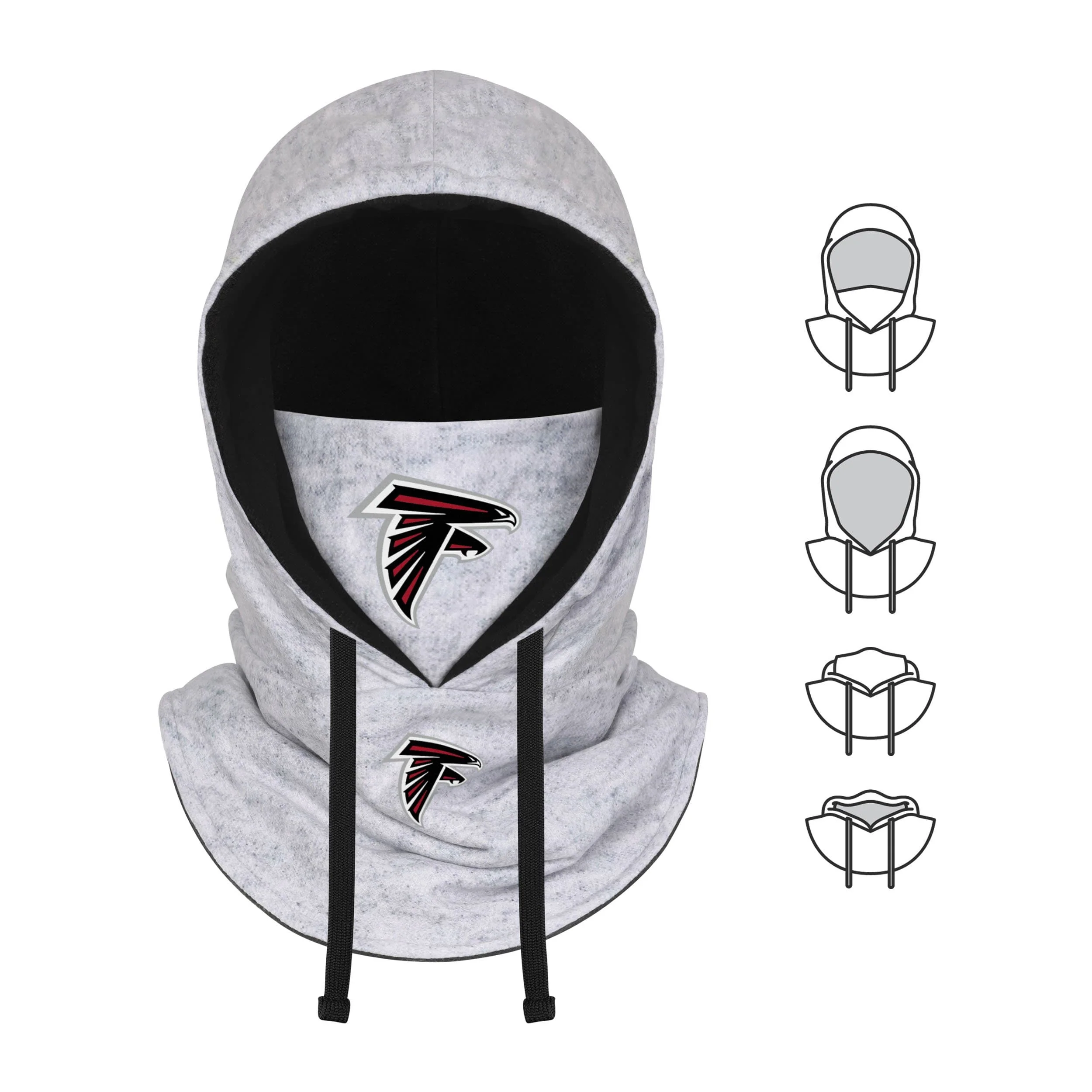 Atlanta Falcons NFL Heather Gray Drawstring Hooded Gaiter Scarf - Image 5