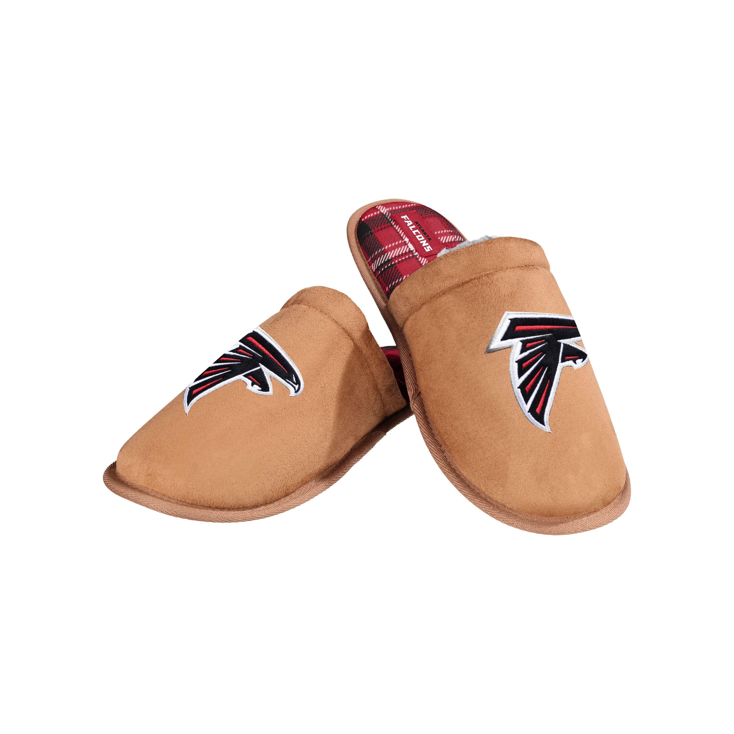 Atlanta Falcons NFL Mens Flannel Lined Brown Suede Scuff Slipper - Image 3