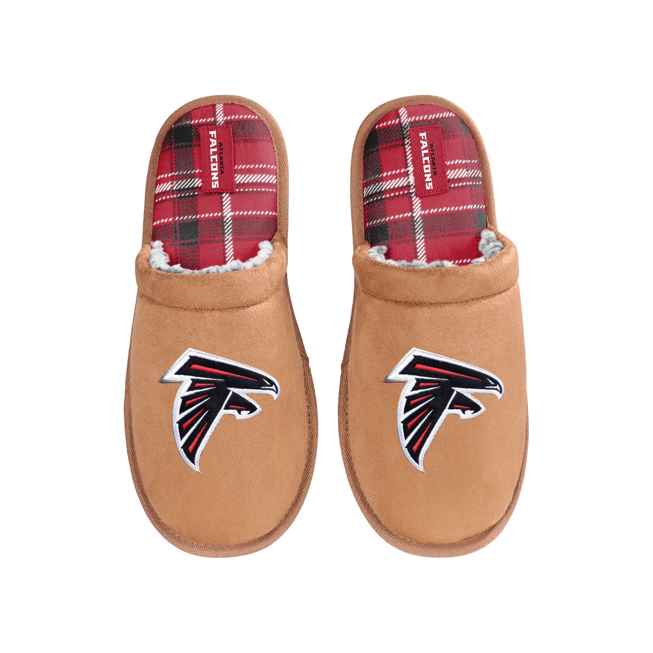 Atlanta Falcons NFL Mens Flannel Lined Brown Suede Scuff Slipper - Image 4