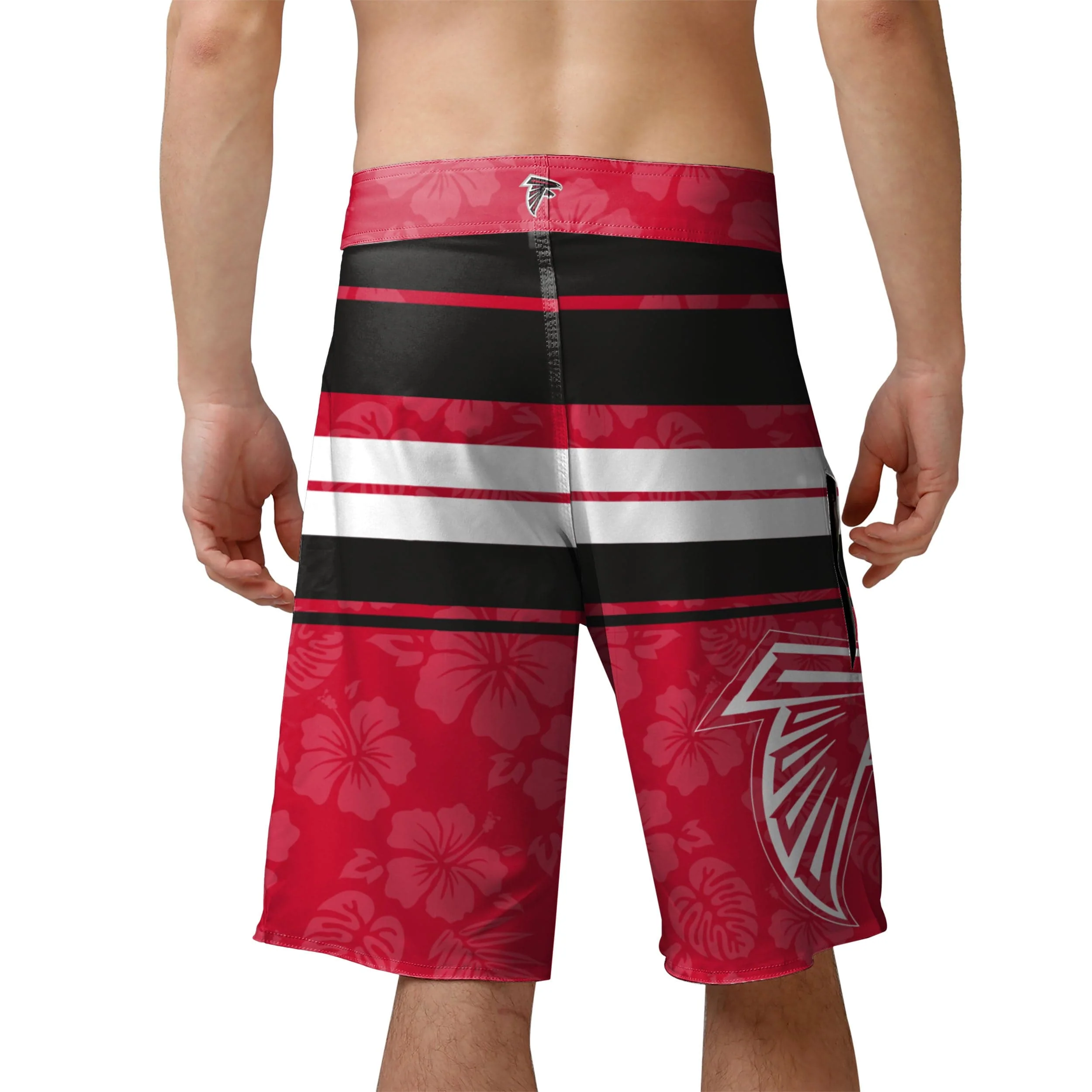 Atlanta Falcons NFL Mens Hibiscus Boardwalk Stripe Boardshorts - Image 3