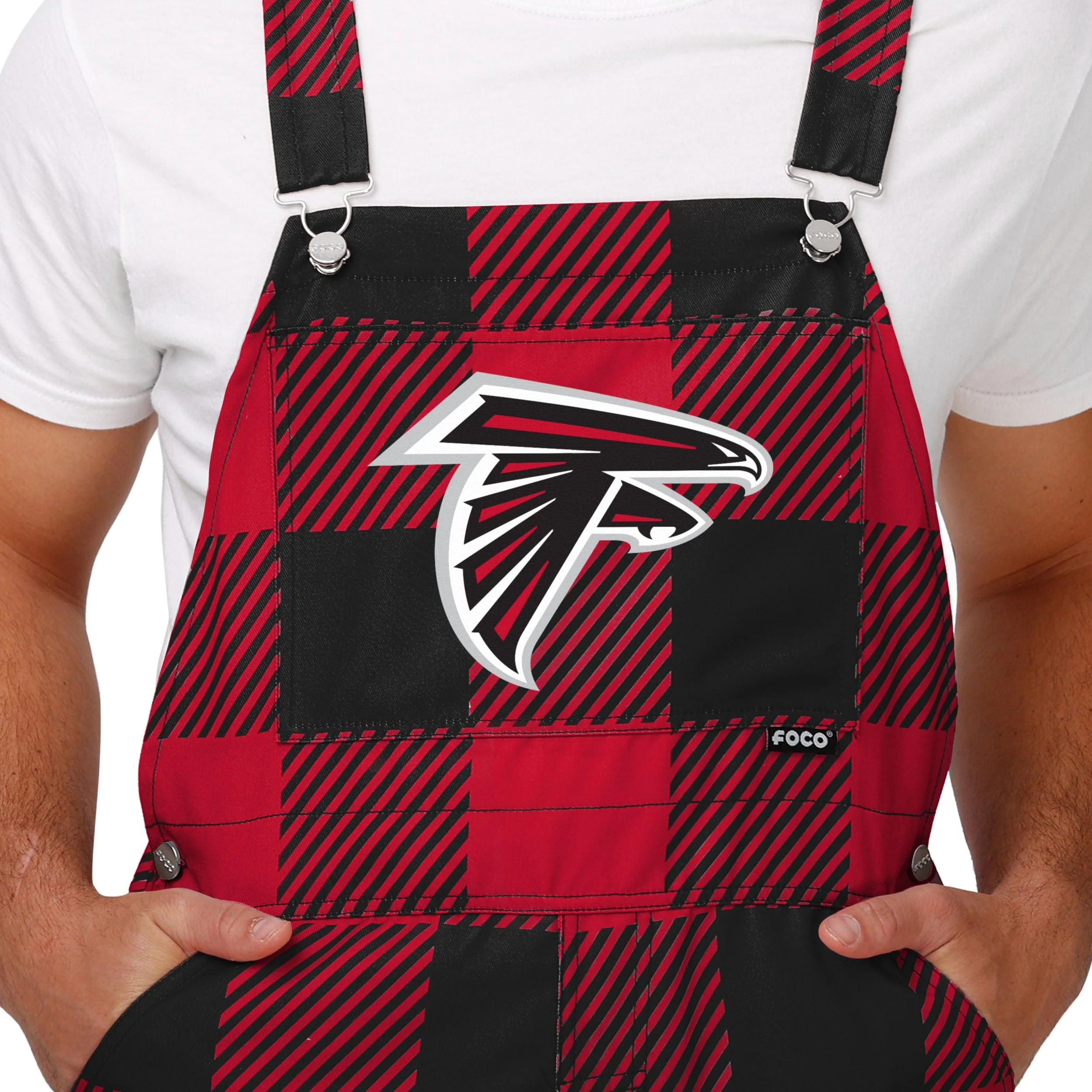 Atlanta Falcons NFL Mens Plaid Bib Overalls - Image 4
