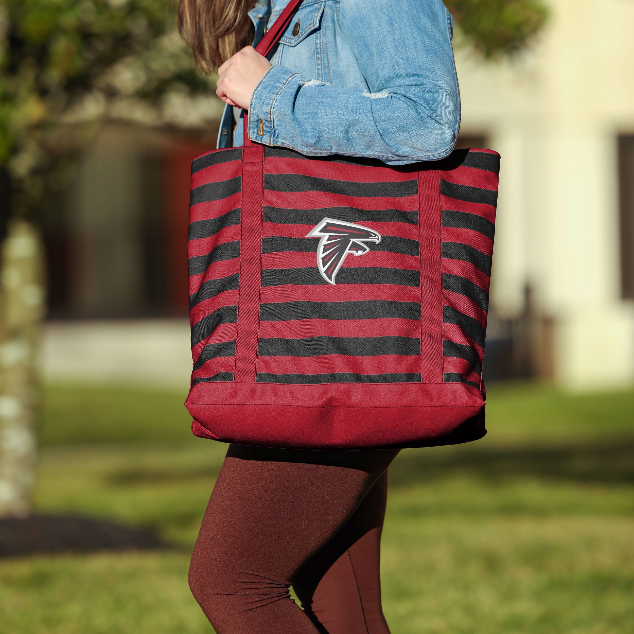 Atlanta Falcons NFL Team Stripe Canvas Tote Bag - Image 3