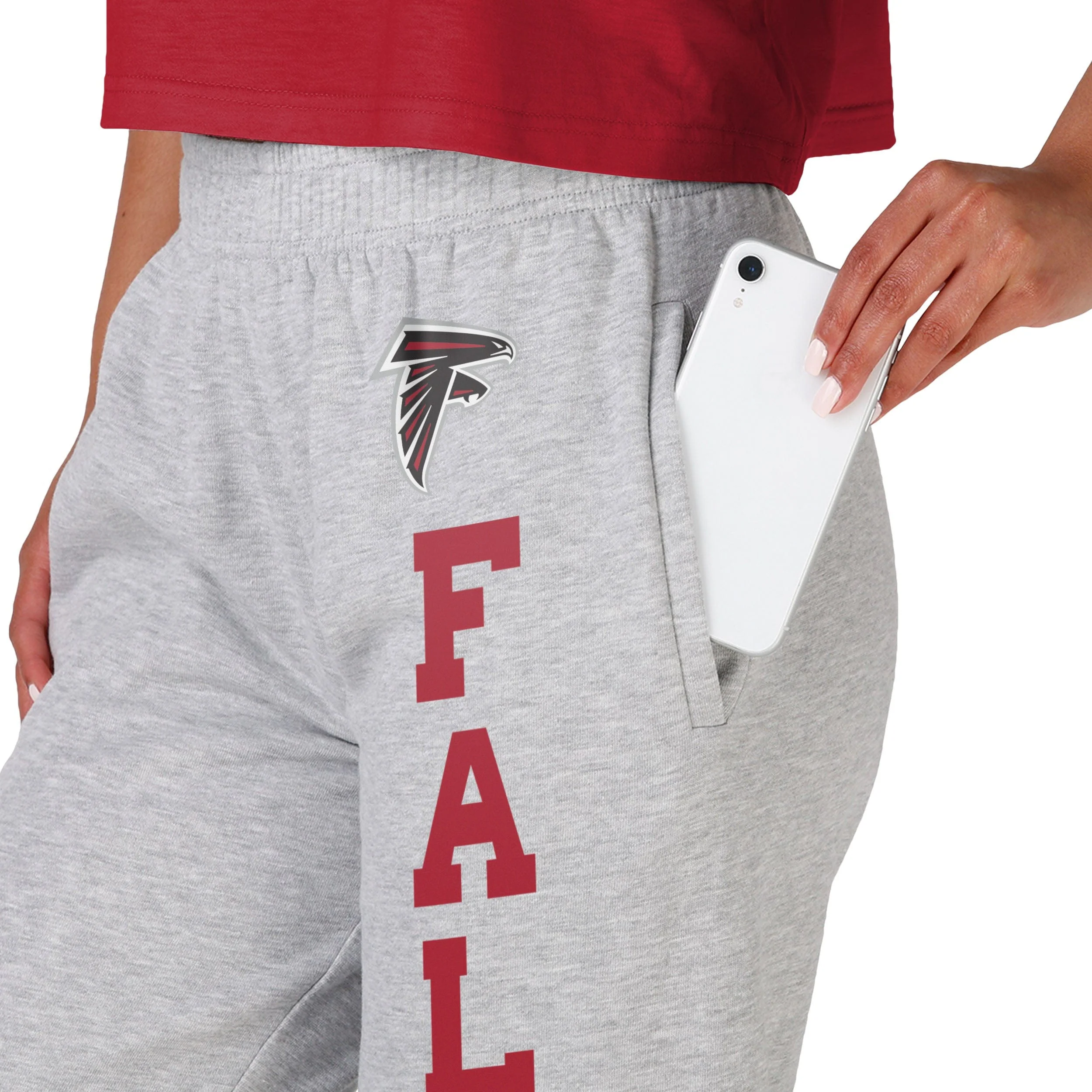 Atlanta Falcons NFL Womens Big Wordmark Gray Sweatpants - Image 3