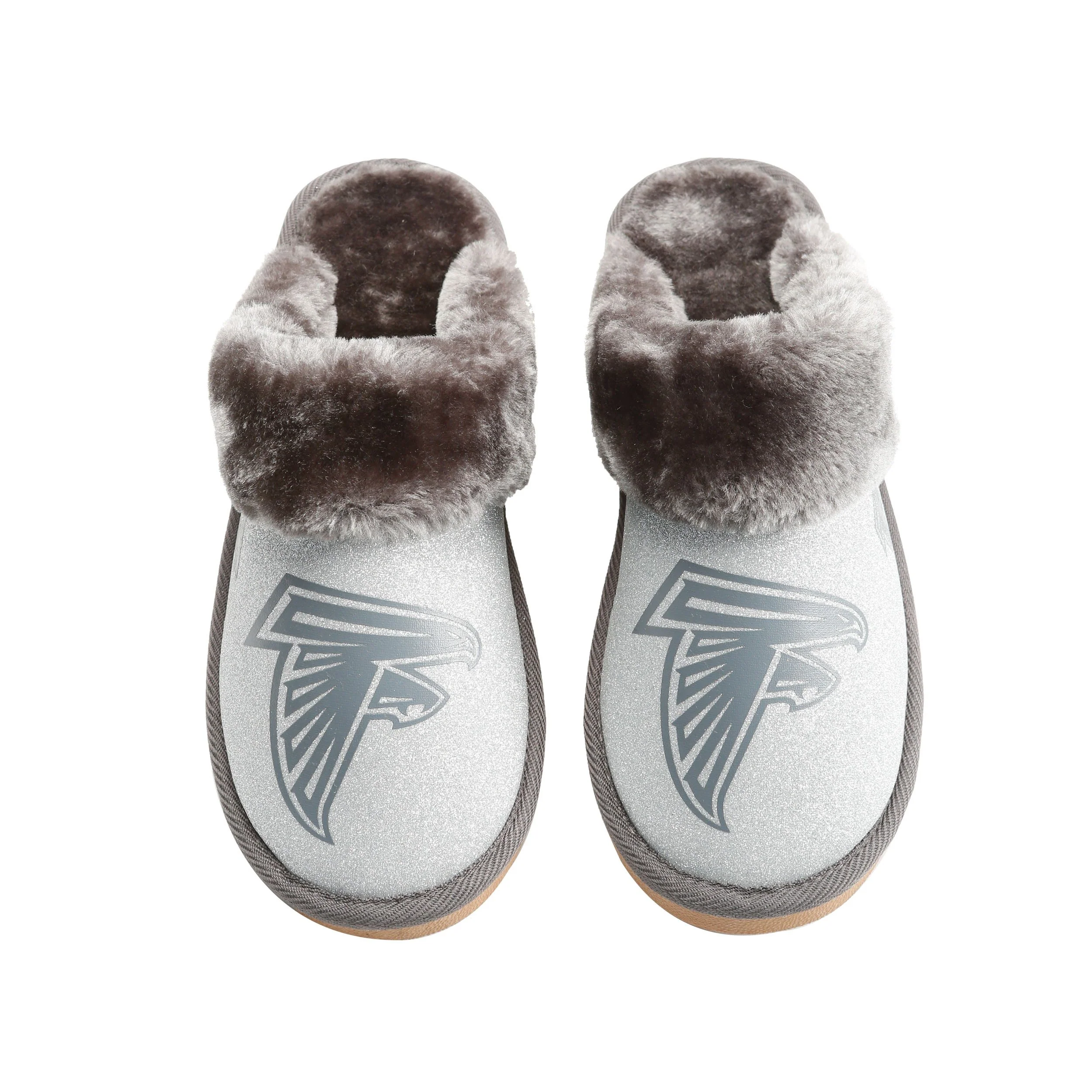 Atlanta Falcons NFL Womens Glitter Open Back Fur Moccasin Slippers - Image 2