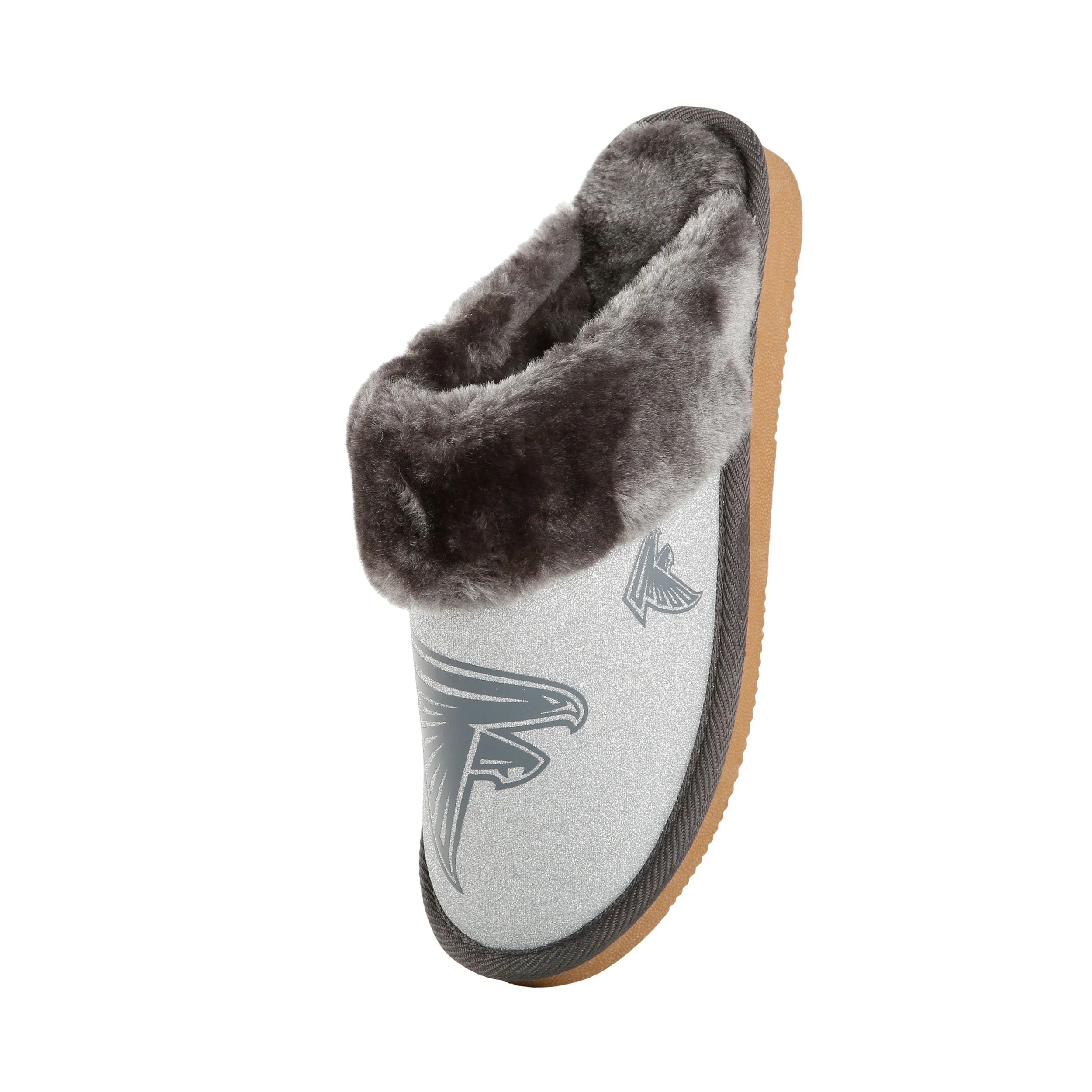 Atlanta Falcons NFL Womens Glitter Open Back Fur Moccasin Slippers - Image 3