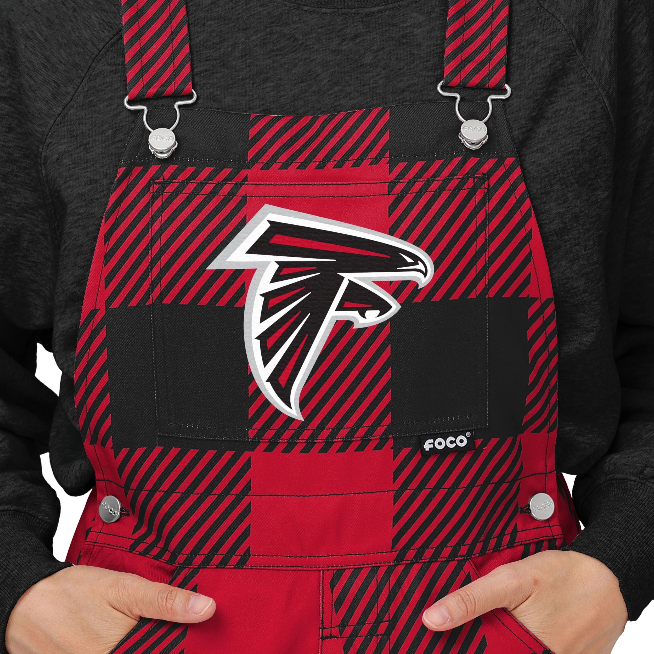 Atlanta Falcons NFL Womens Plaid Bib Overalls - Image 4