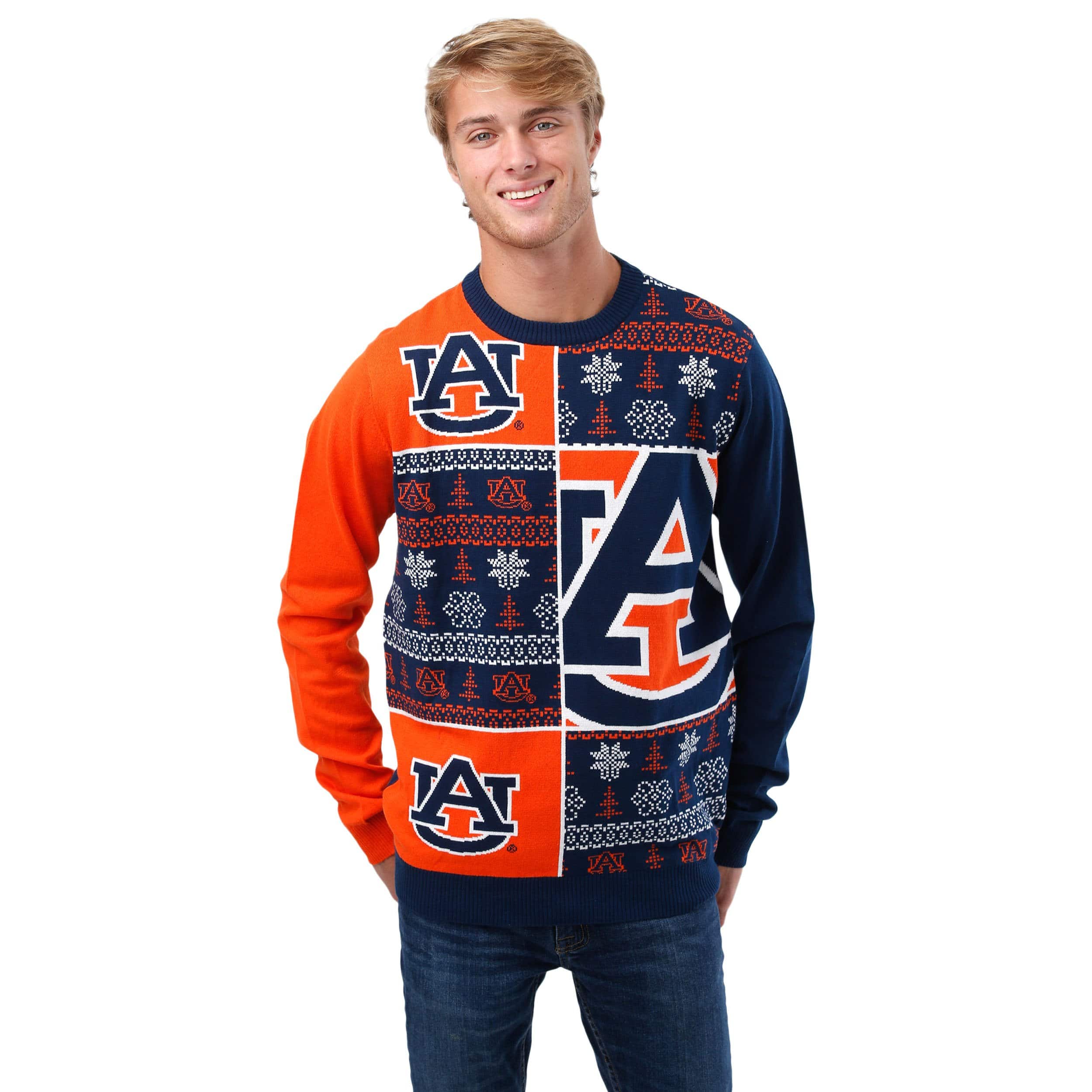 Auburn Tigers NCAA Mens Busy Block Snowfall Sweater - Image 2