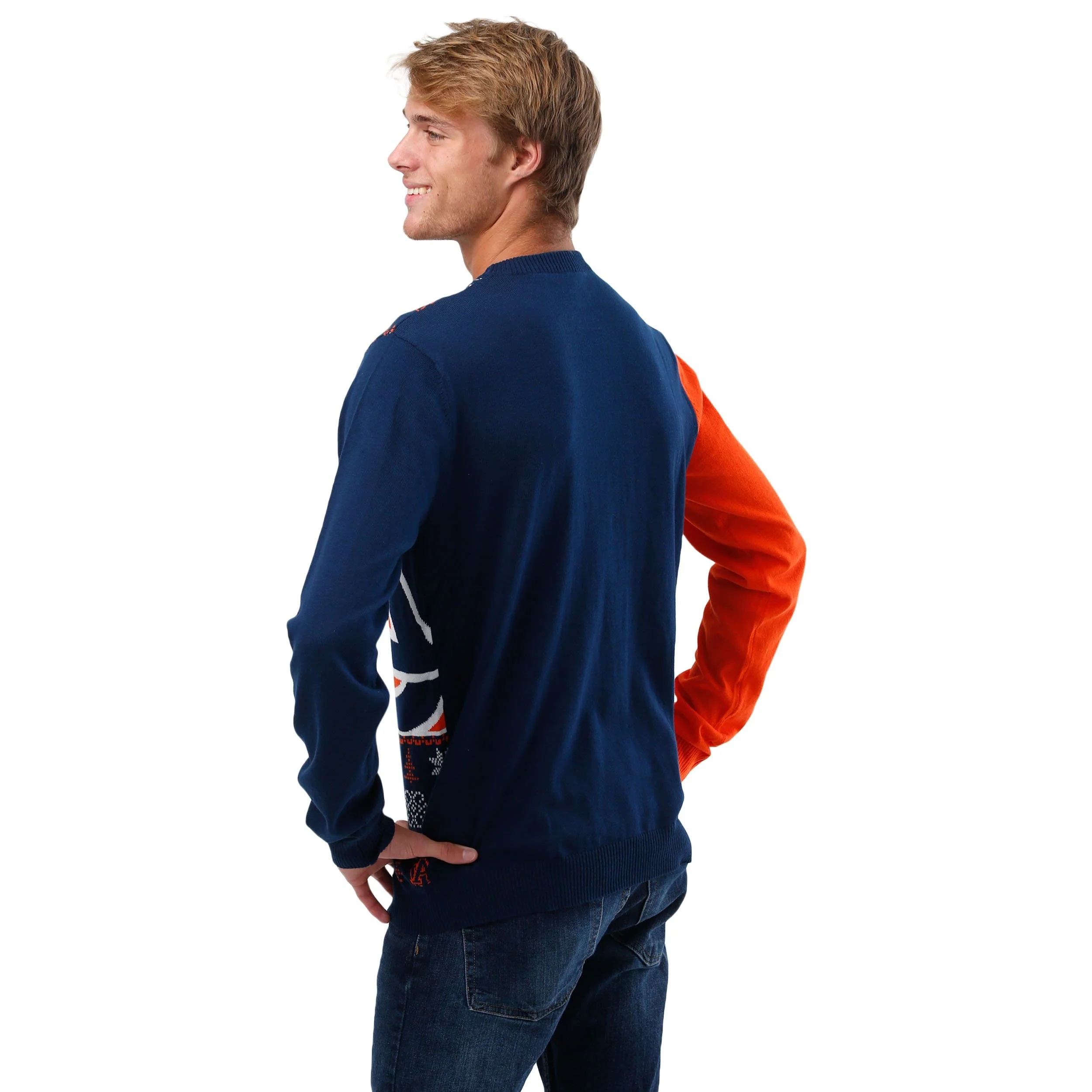 Auburn Tigers NCAA Mens Busy Block Snowfall Sweater - Image 3