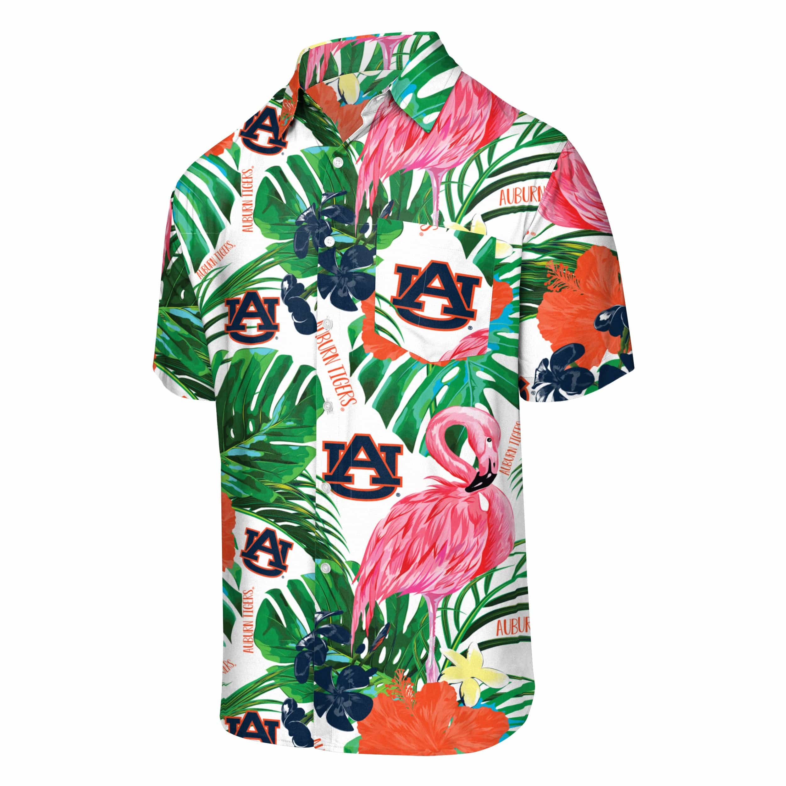 Auburn Tigers NCAA Mens Flamingo Button Up Shirt - Image 4