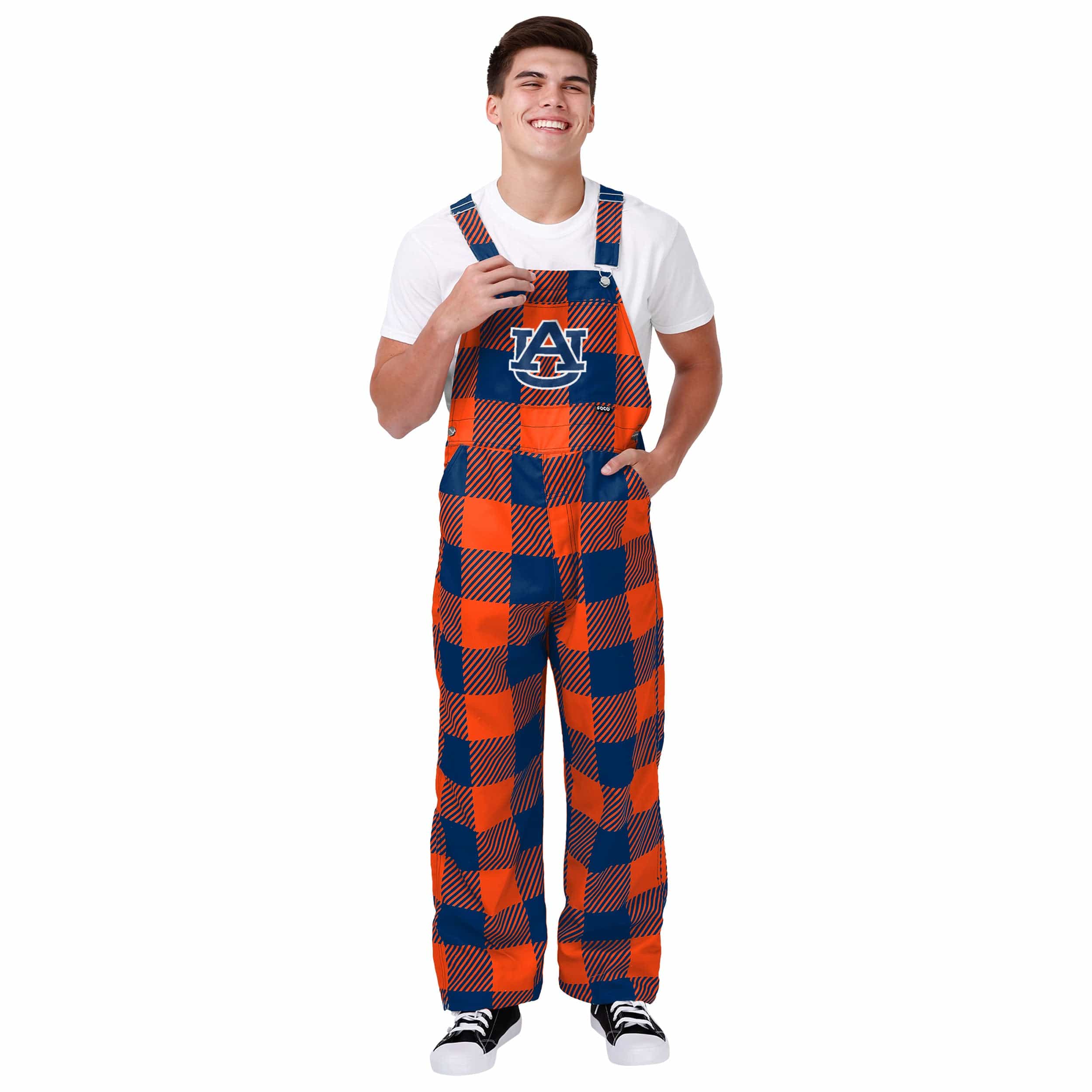 Auburn Tigers NCAA Mens Plaid Bib Overalls