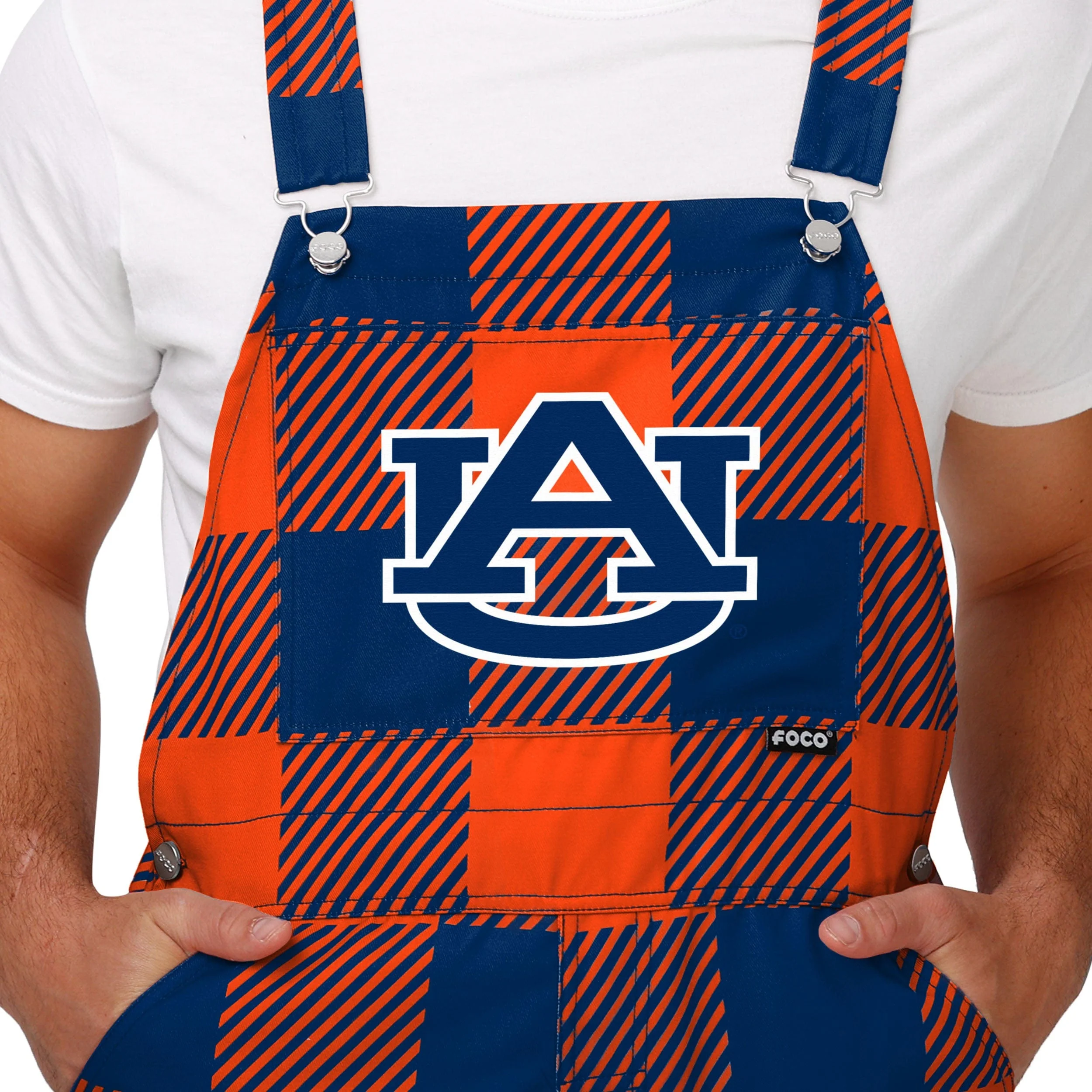 Auburn Tigers NCAA Mens Plaid Bib Overalls - Image 4