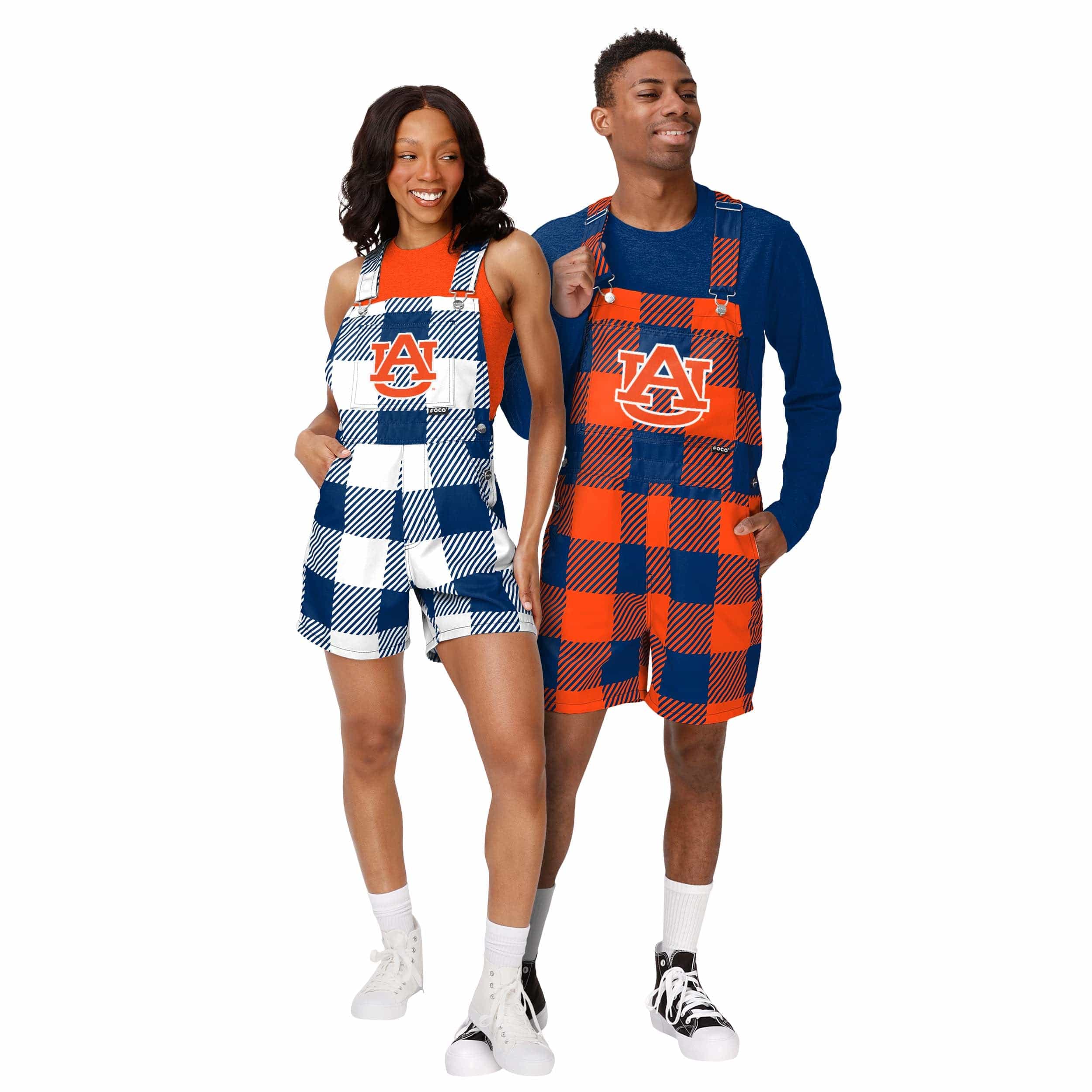 Auburn Tigers NCAA Mens Plaid Bib Shortalls - Image 3