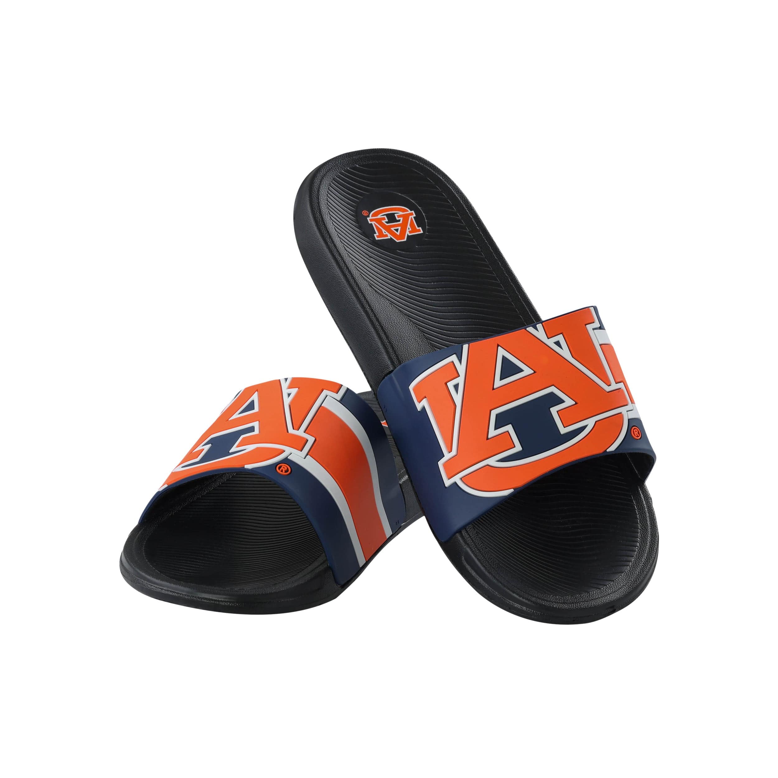 Auburn Tigers NCAA Mens Striped Big Logo Raised Slide