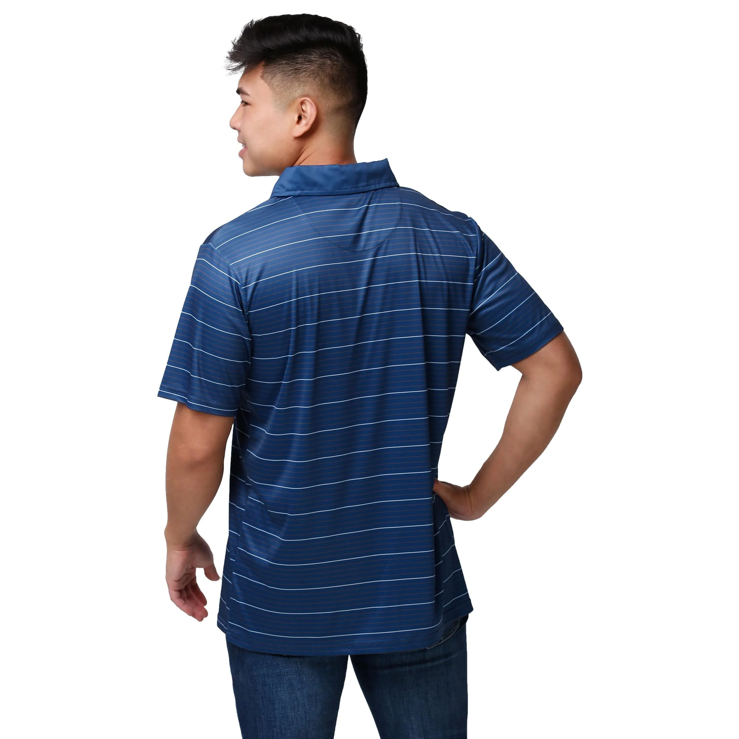Auburn Tigers NCAA Mens Striped Polyester Polo - Image 2