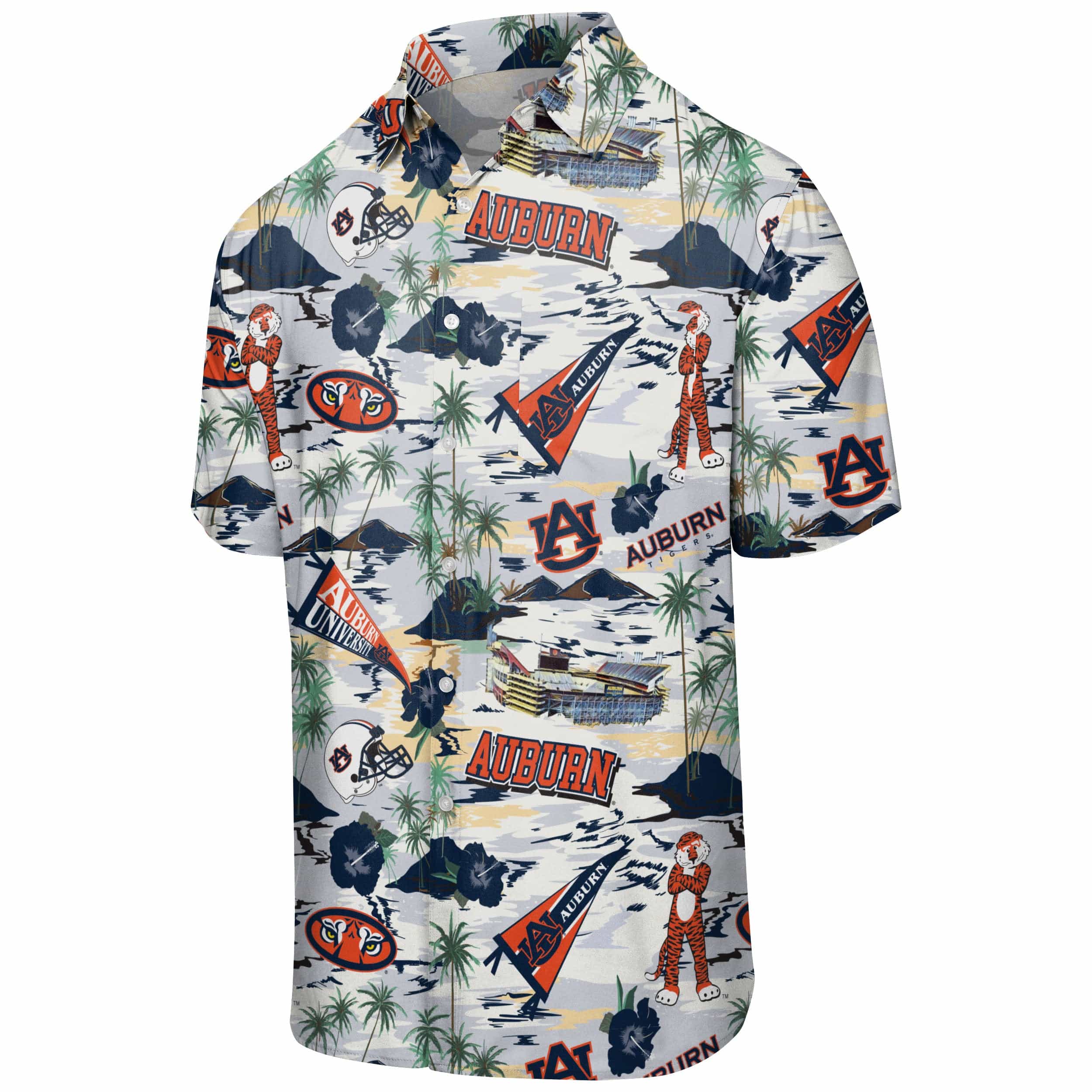 Auburn Tigers NCAA Mens Thematic Stadium Print Button Up Shirt - Image 4