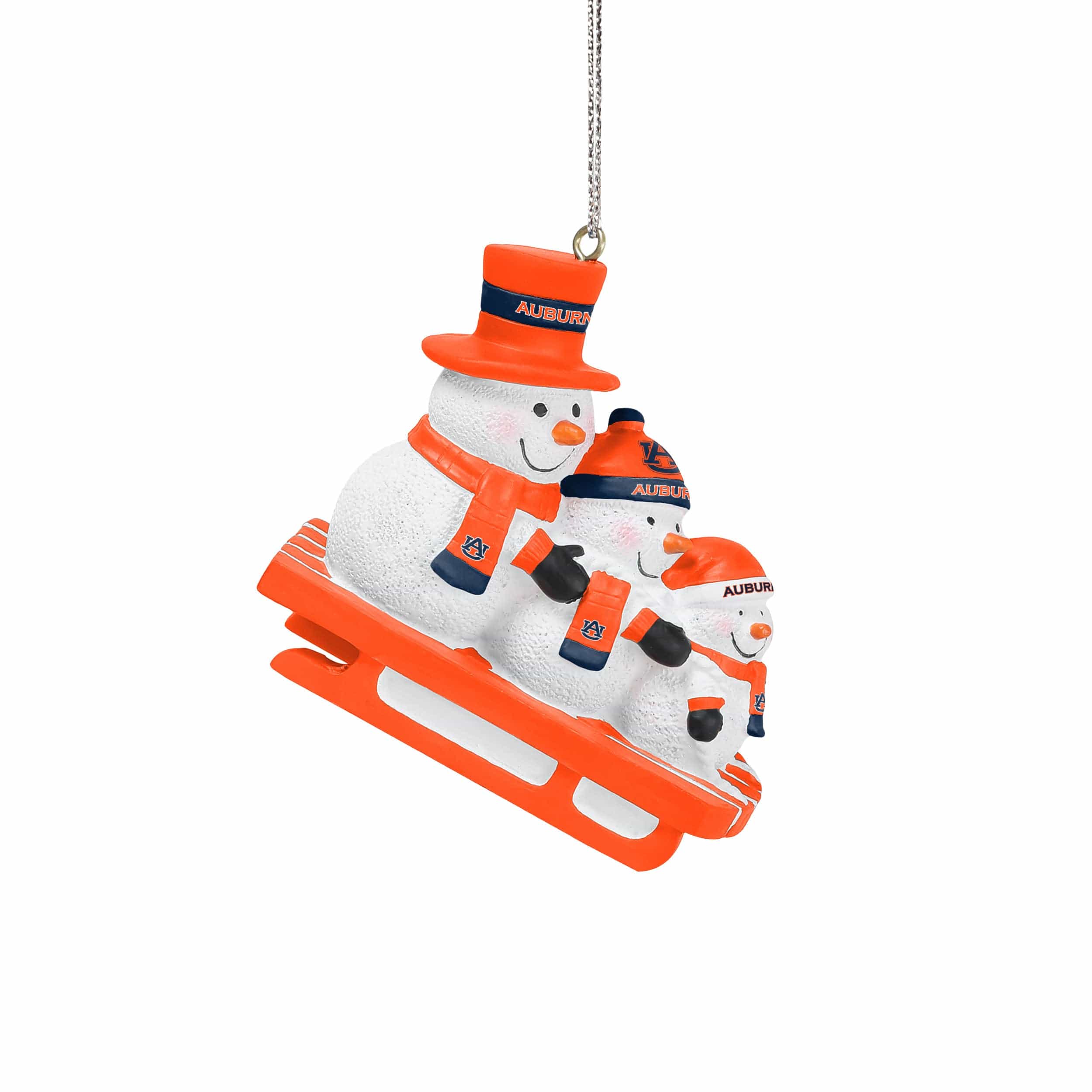 Auburn Tigers NCAA Sledding Snowmen Ornament - Image 2