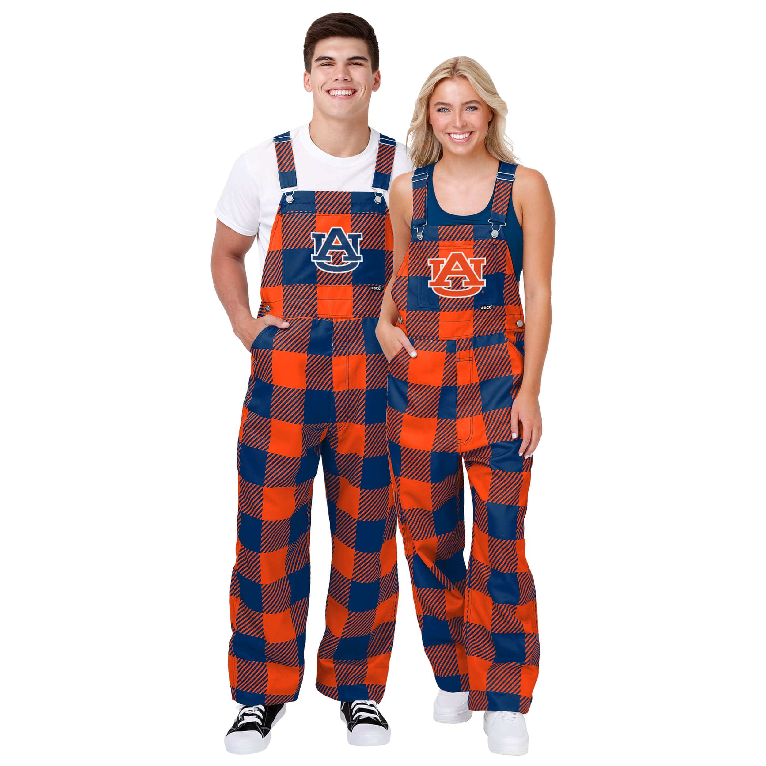 Auburn Tigers NCAA Womens Plaid Bib Overalls - Image 3