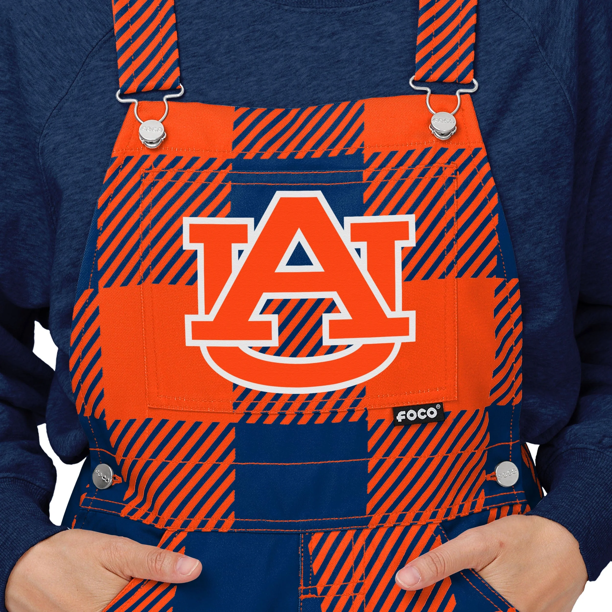 Auburn Tigers NCAA Womens Plaid Bib Overalls - Image 4